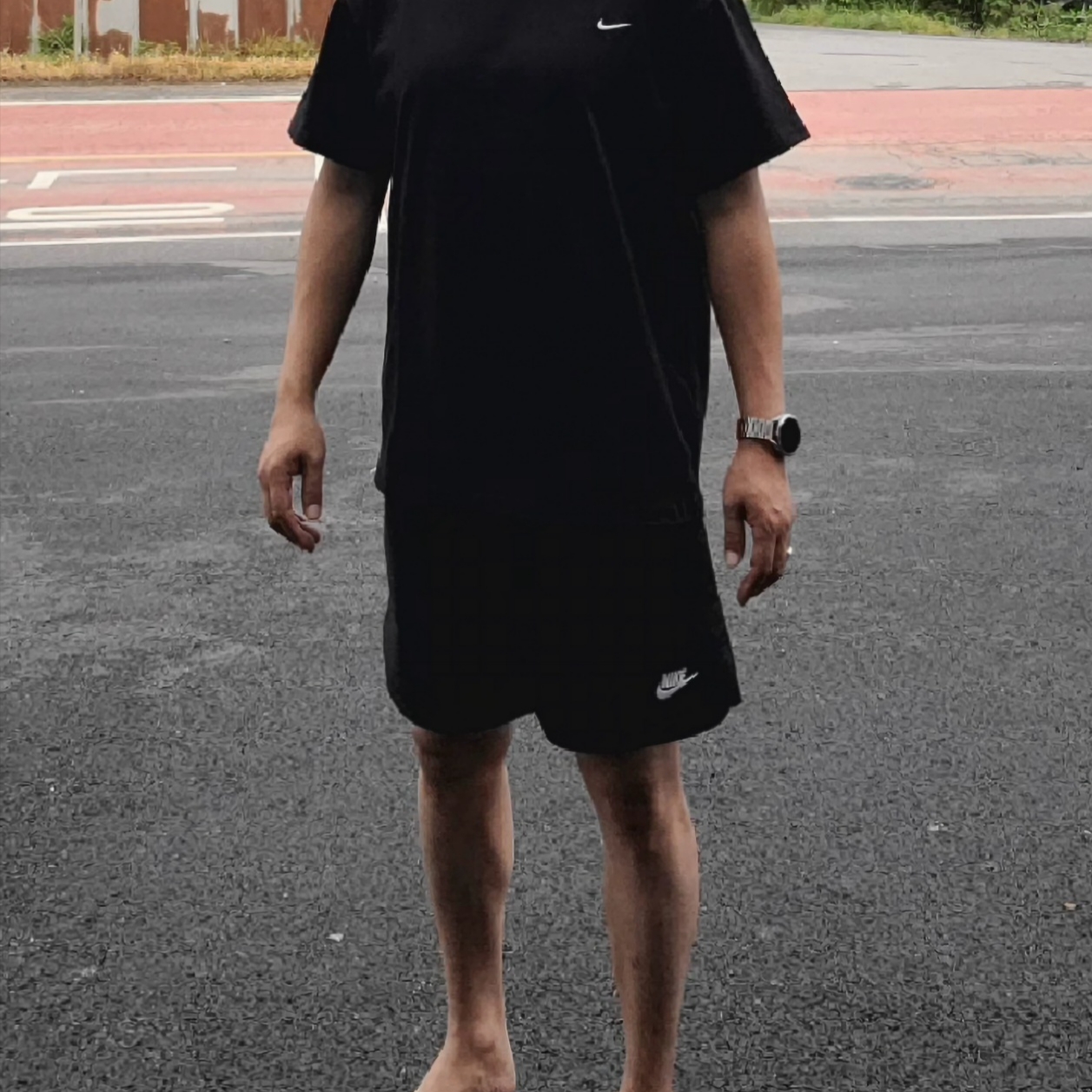 Nike NSW Woven Lined Flow Shorts Black - Asia, Nike NRG Solo Swoosh T-Shirt Black - Asia 착용 스타일