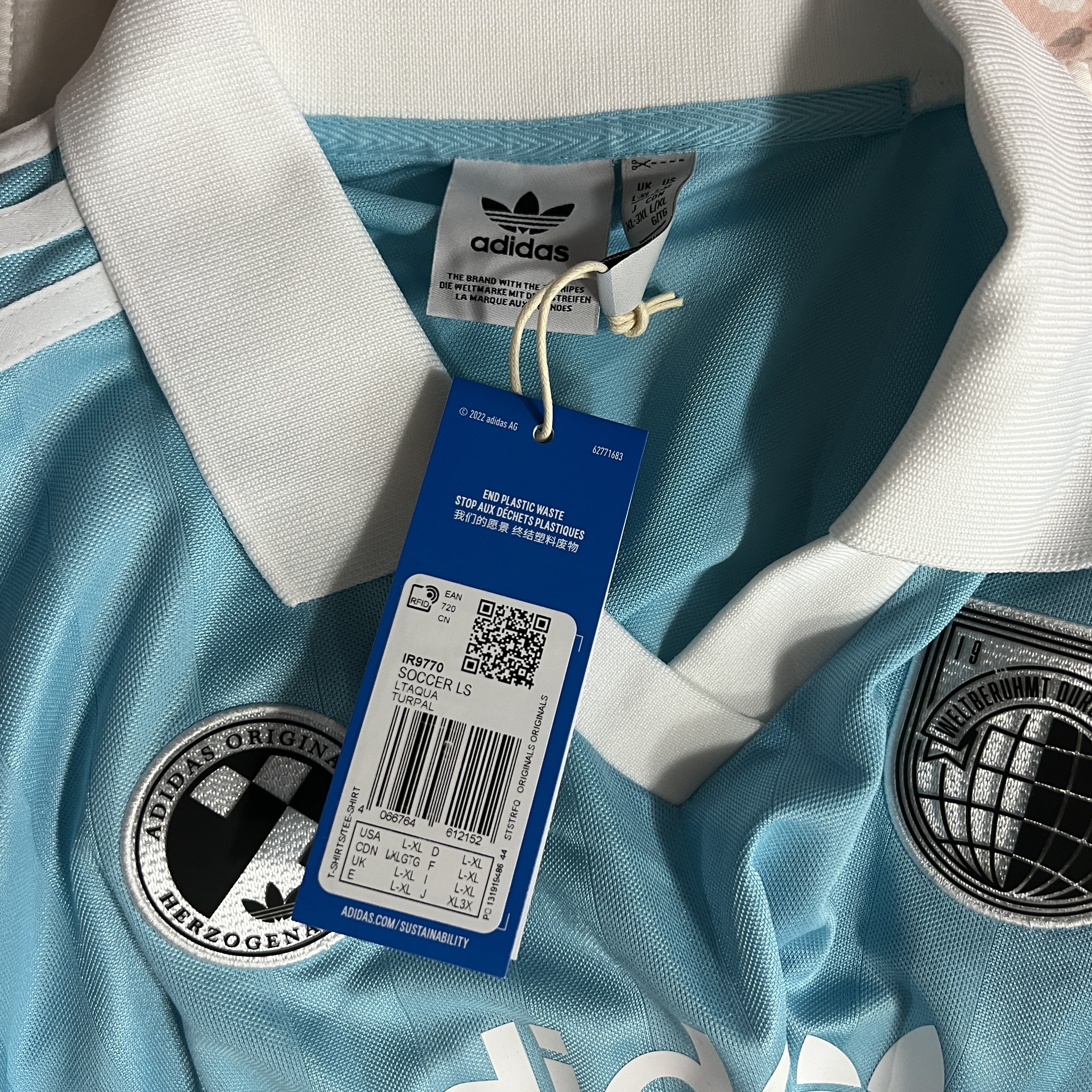 (W) Adidas Football Long Sleeve T-Shirt Light Aqua - KR Sizing, (W) Adidas Football Long Sleeve T-Shirt Light Aqua - US Sizing 착용 스타일 - 2
