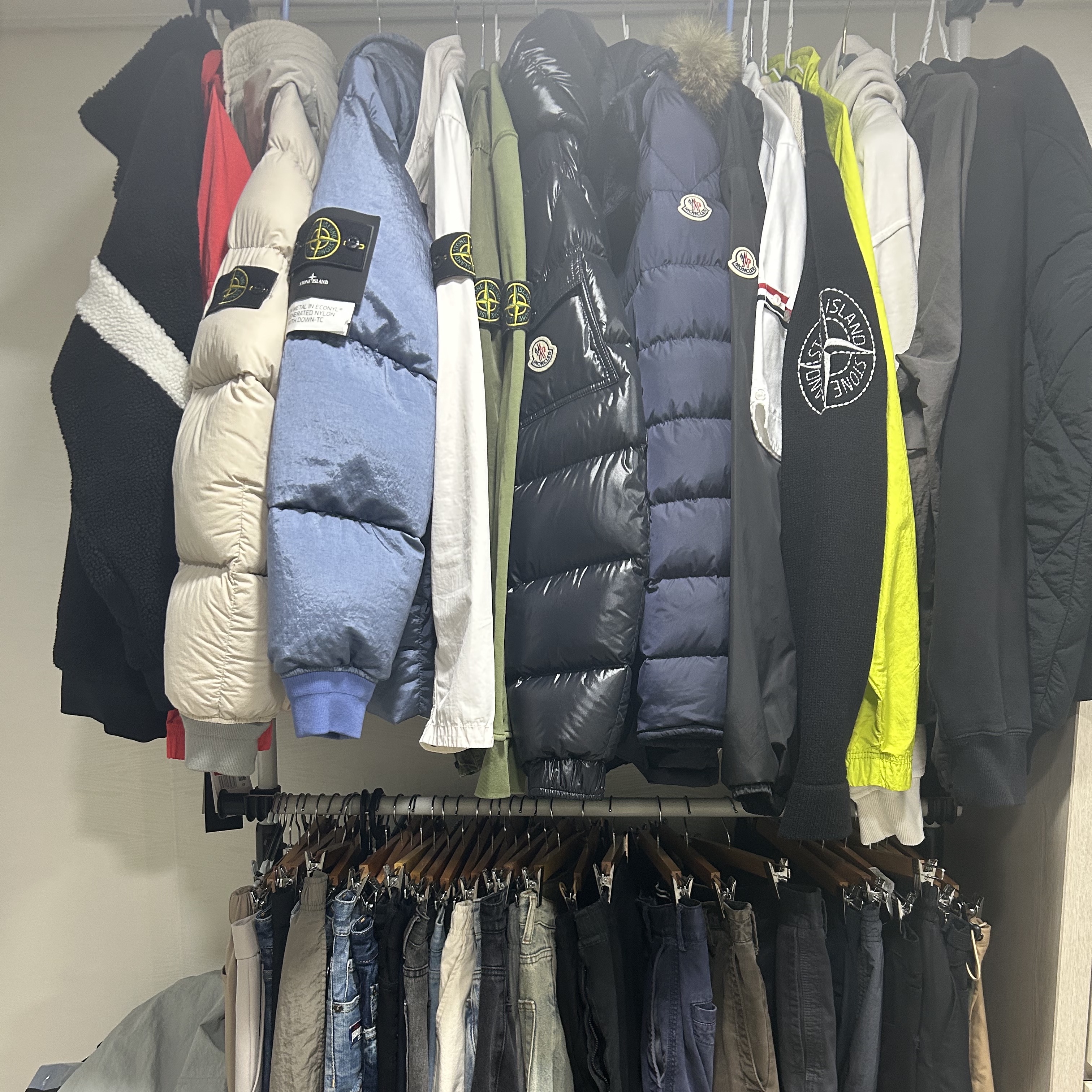 Stone Island 43619 Nylon Metal Econyl Regenerated Nylon Down Jacket Powder Blue - 22FW 착용 스타일