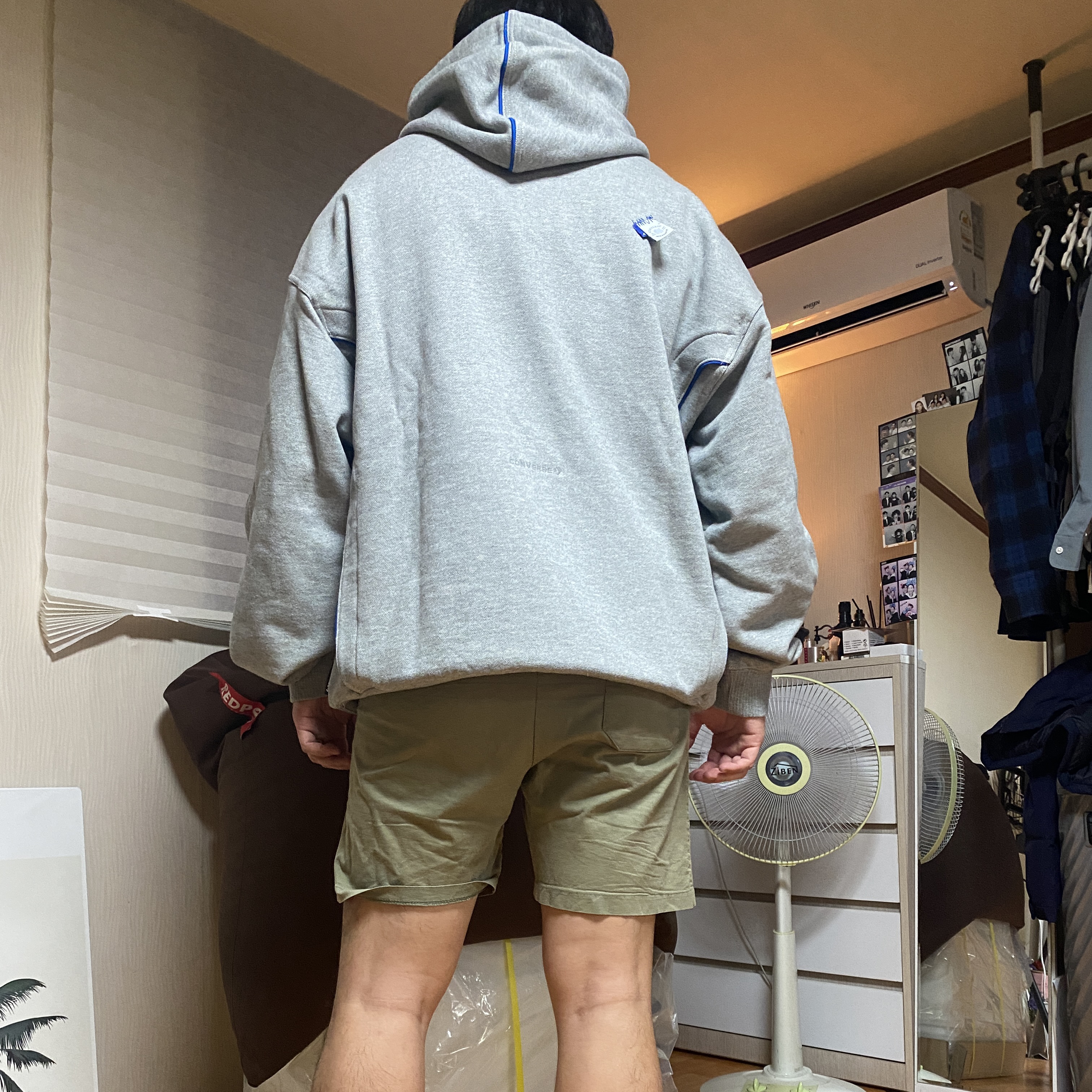 Converse x Ader Error Shapes Pullover Hoodie Vintage Grey Heather 착용 스타일 - 2