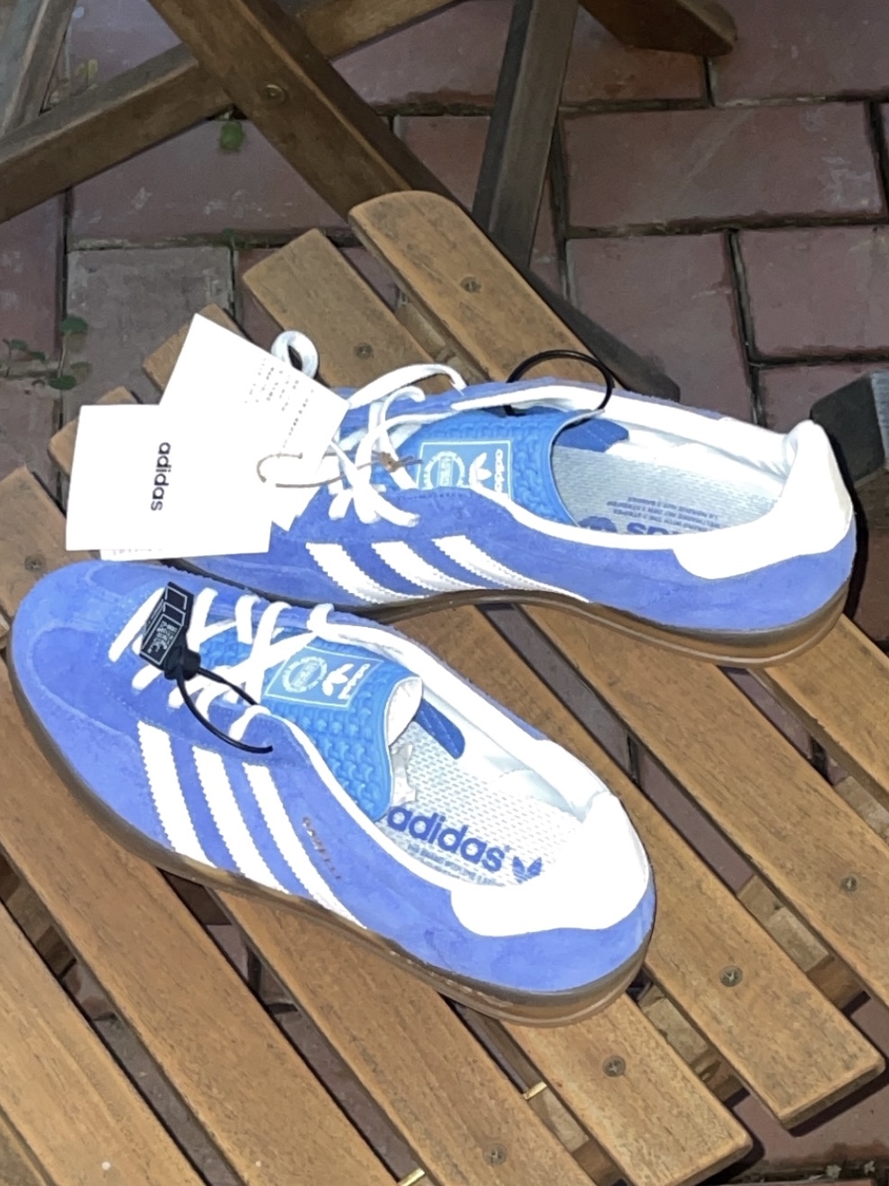 (W) Adidas Gazelle Indoor Blue Fusion Cloud White 착용 스타일 - 1