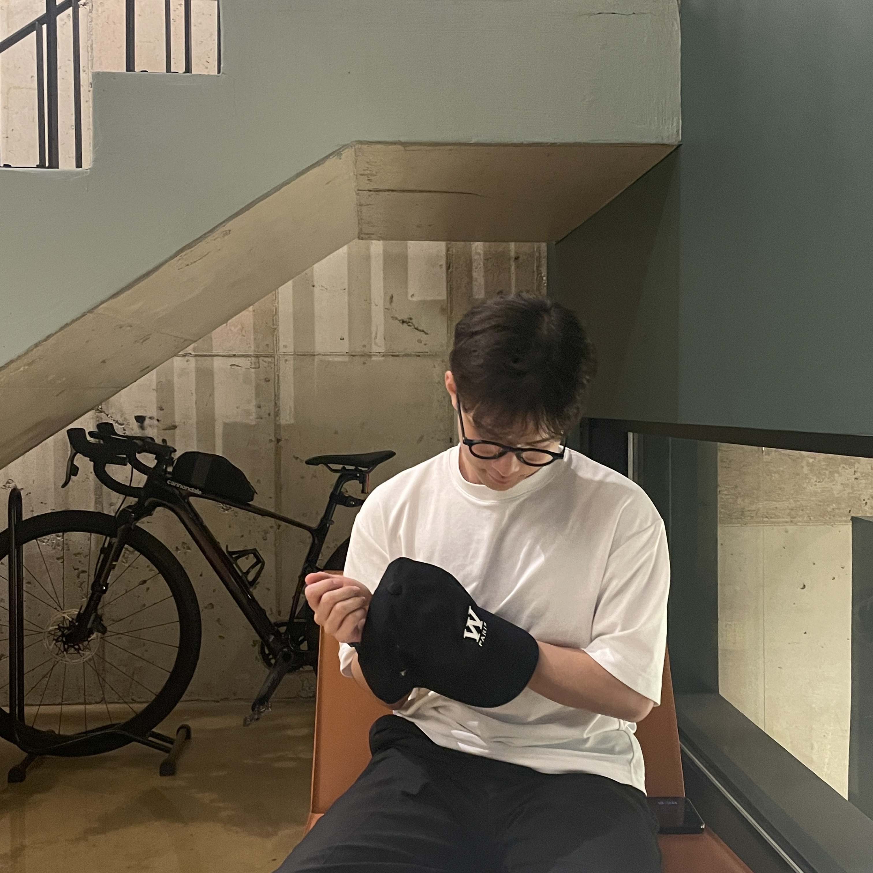 Wooyoungmi W Patch Ball Cap Black - 23SS 착용 스타일 - 2