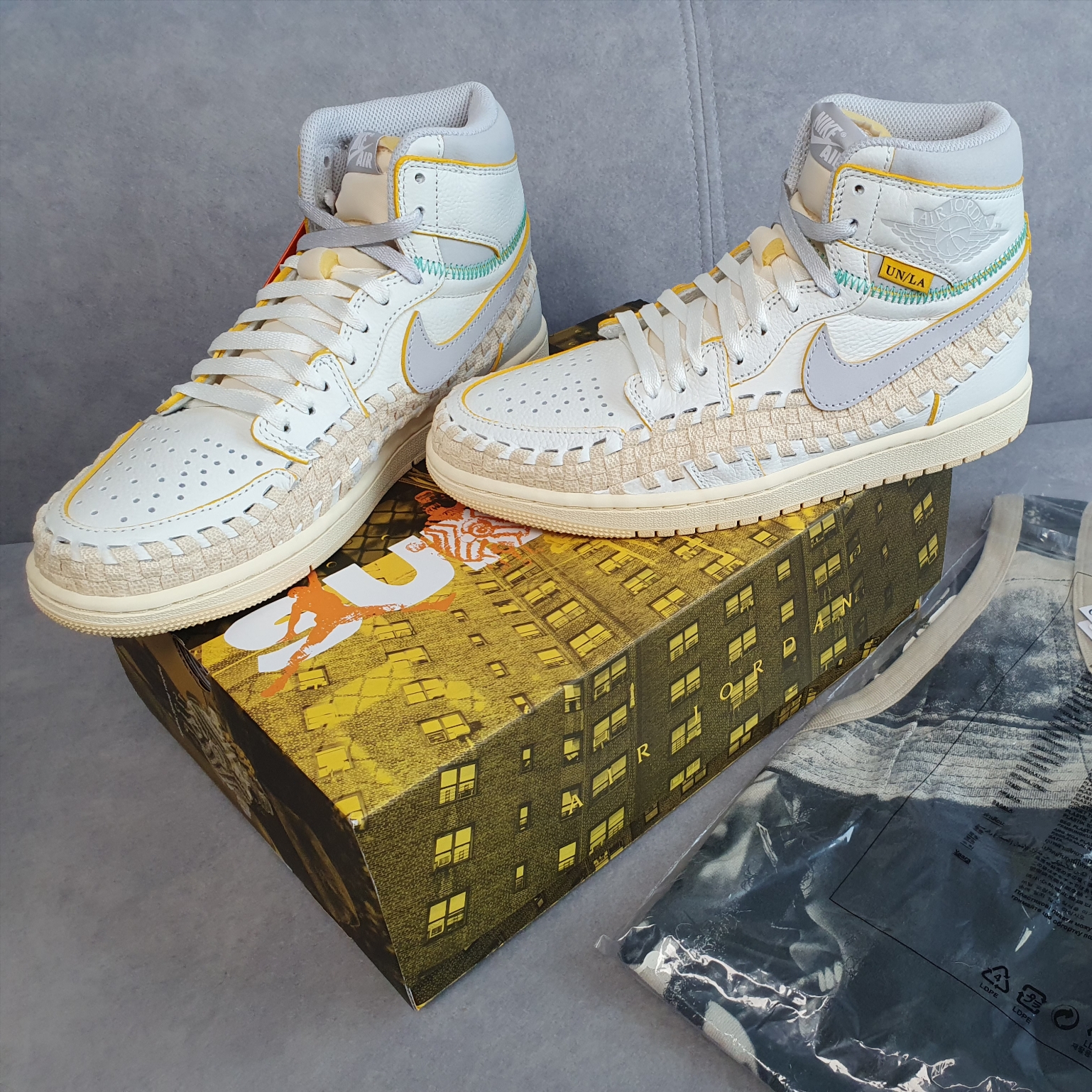 Jordan 1 x Bephies Beauty Supply x Union Retro High OG SP Summer '96, Jordan x Bephies Beauty Supply x Union Tank Rattan (FD4240-206) 착용 스타일 - 2