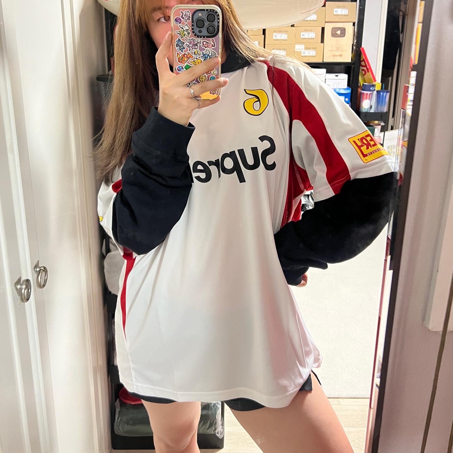 Supreme Hooded Soccer Jersey White - 23FW 착용 스타일 - 1