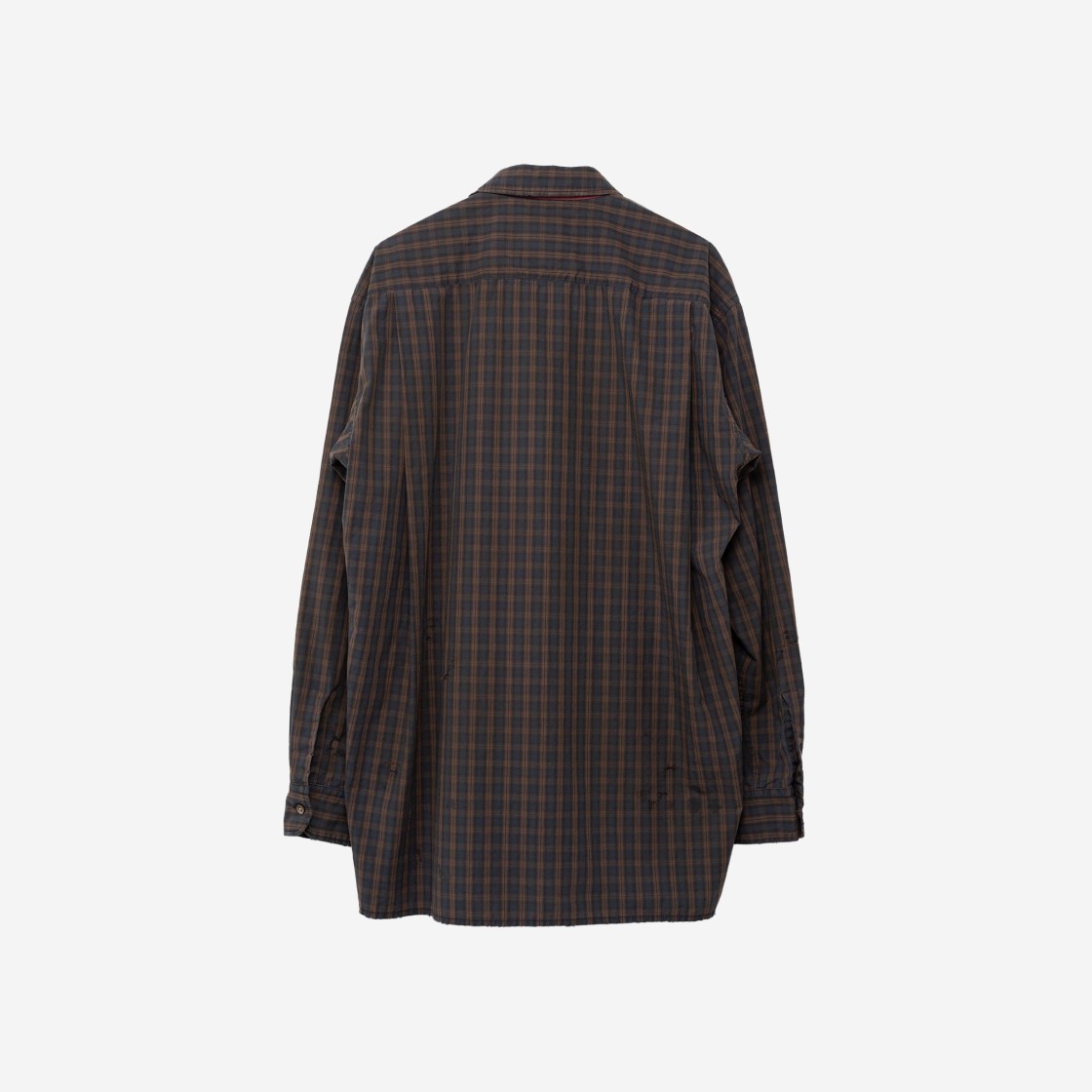 Maison Mihara Yasuhiro Damaged Check Shirt Navy 상세 이미지 2