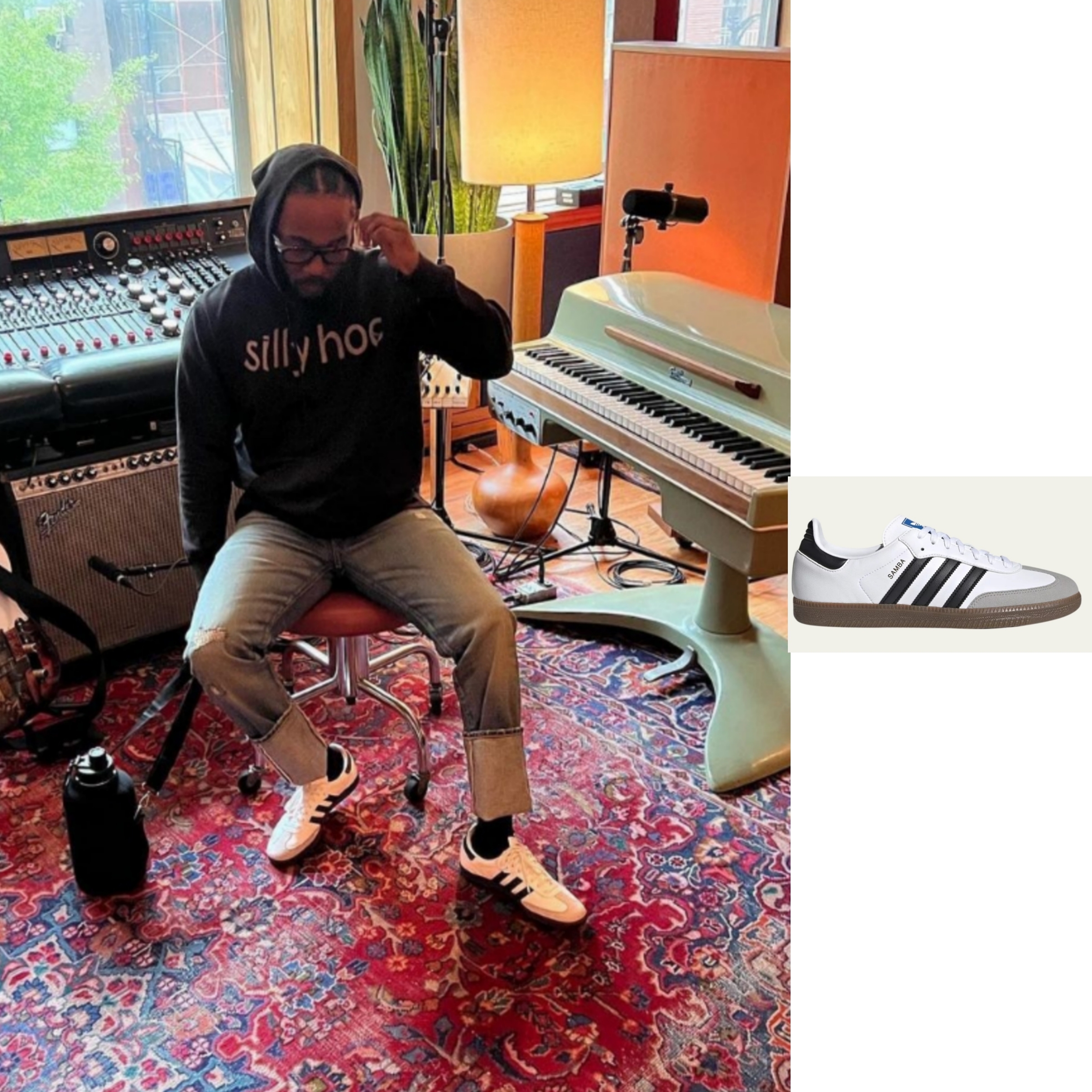 Adidas Samba Vegan White Black 착용 스타일 - 1
