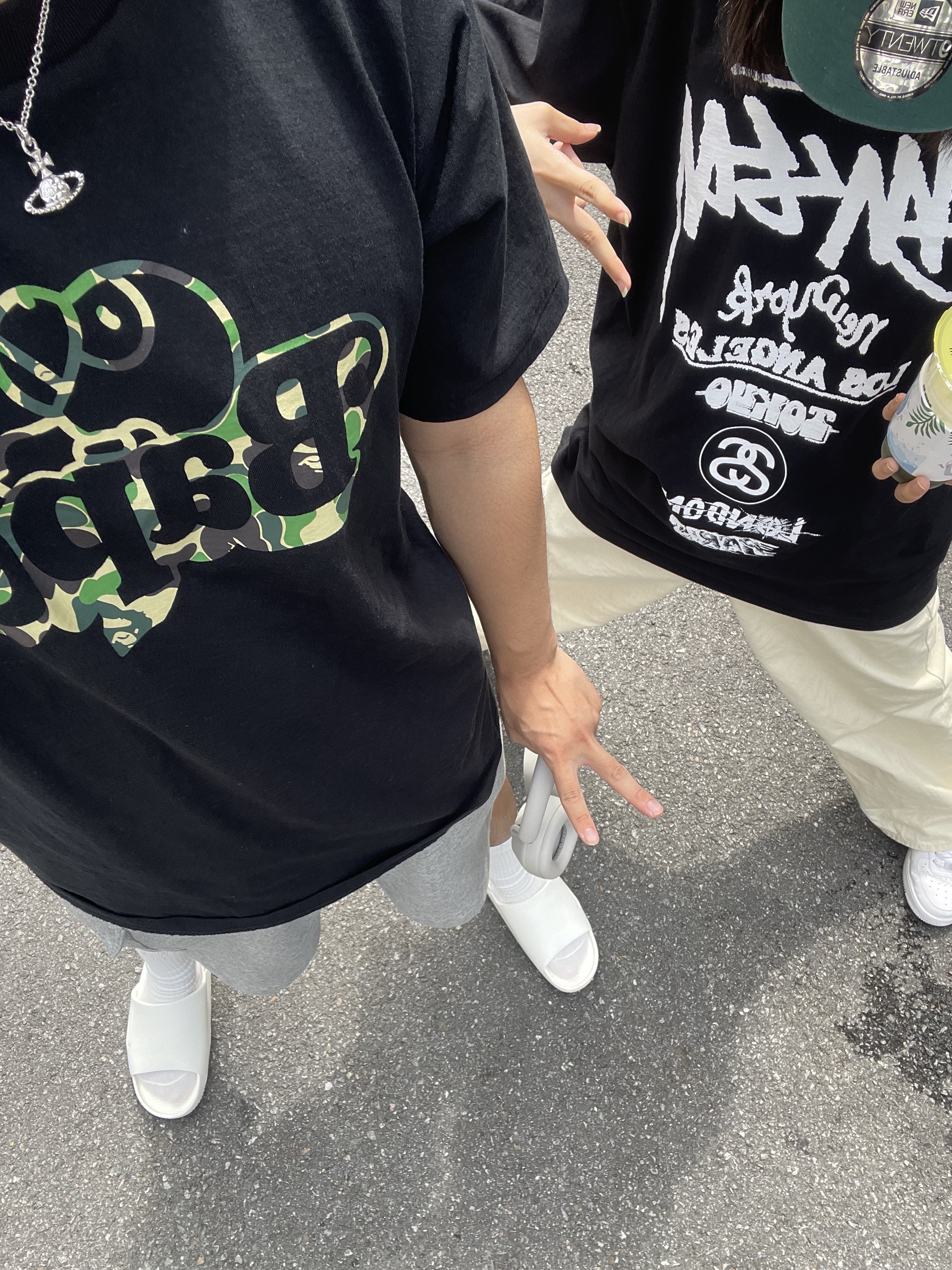 Nike Calm Slide Sail 착용 스타일