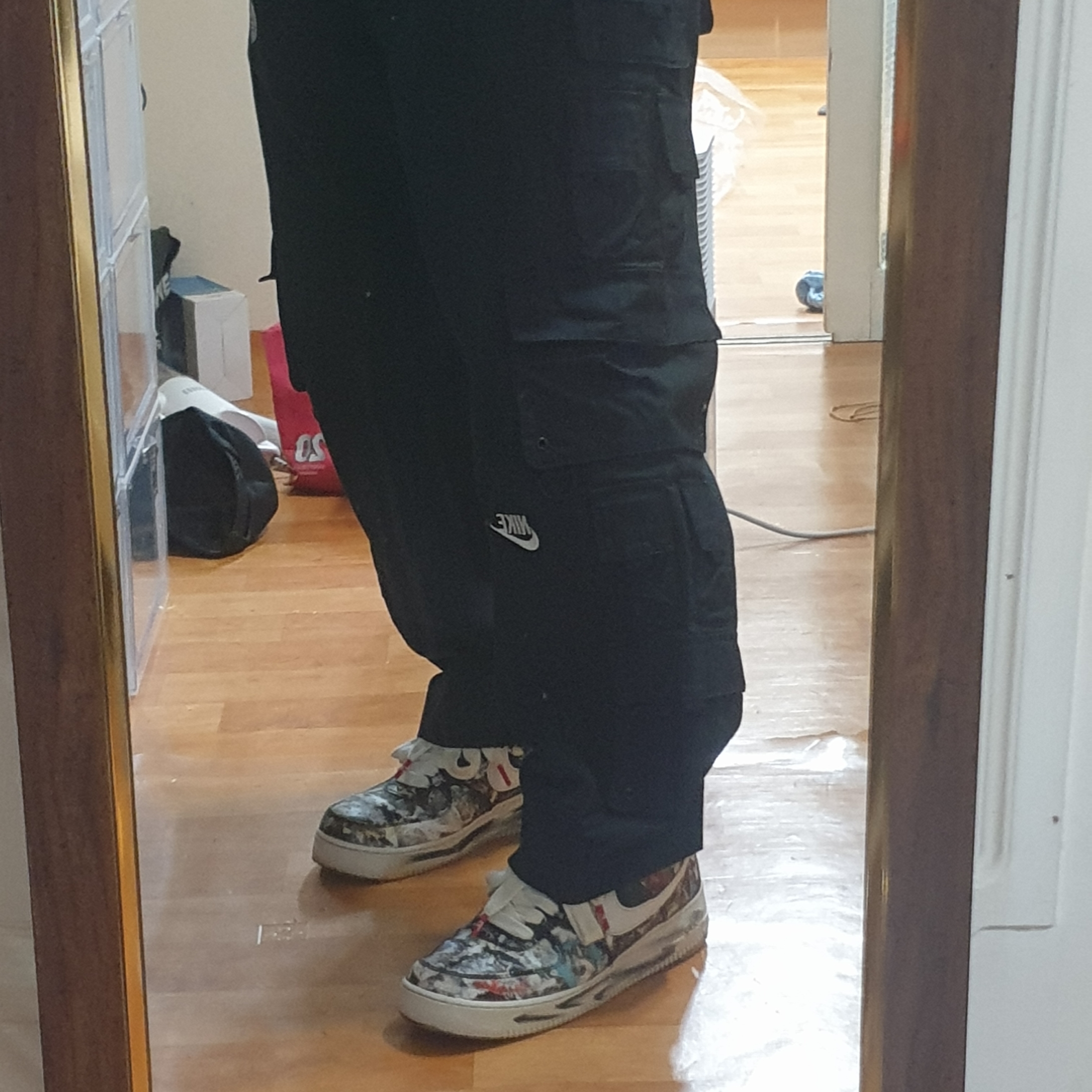 Nike x Peaceminusone Wide Pants Black (DR0096-010) 착용 스타일 - 1