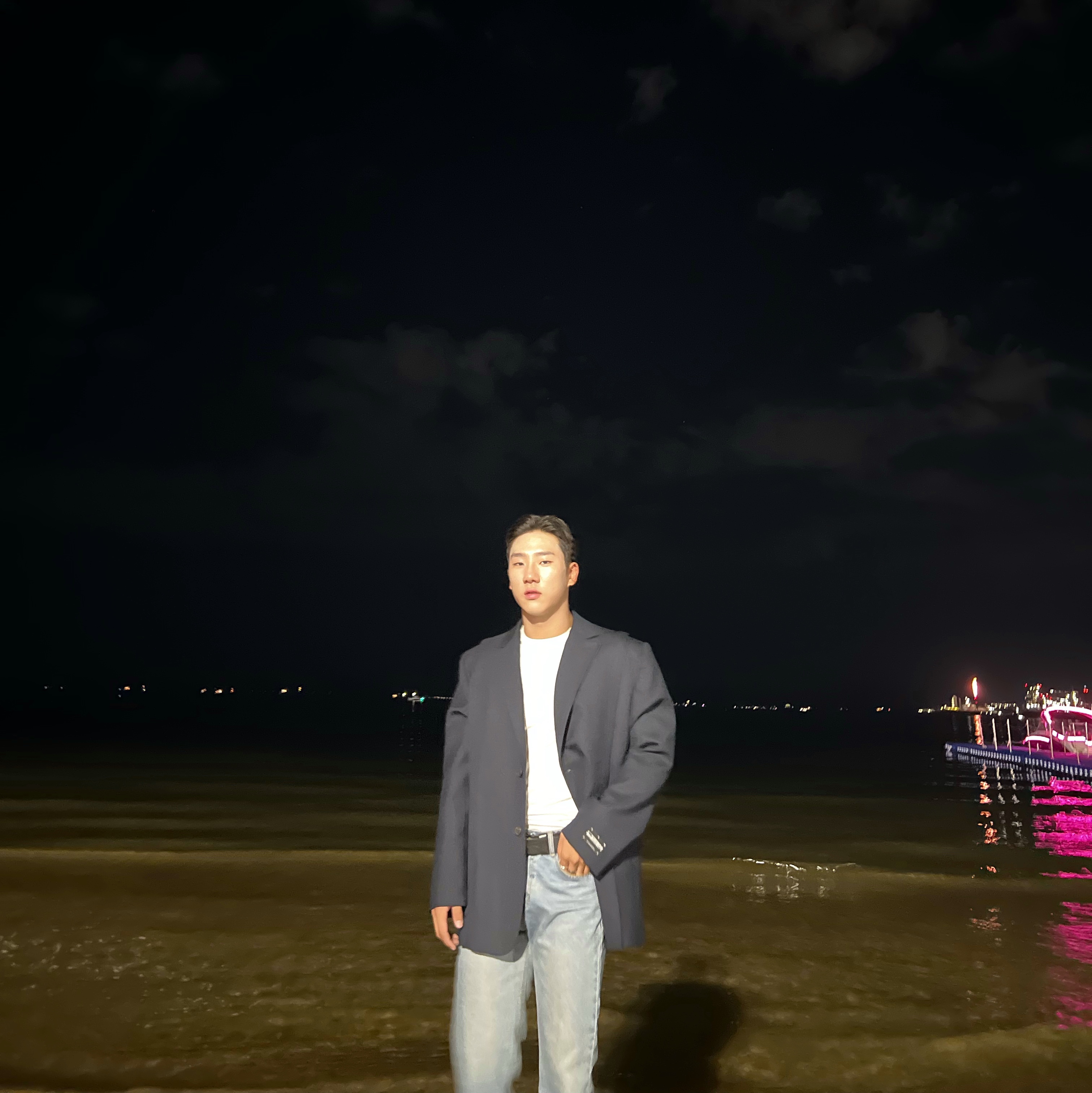 Zara x Ader Error Oversize Blazer Navy 착용 스타일 - 1