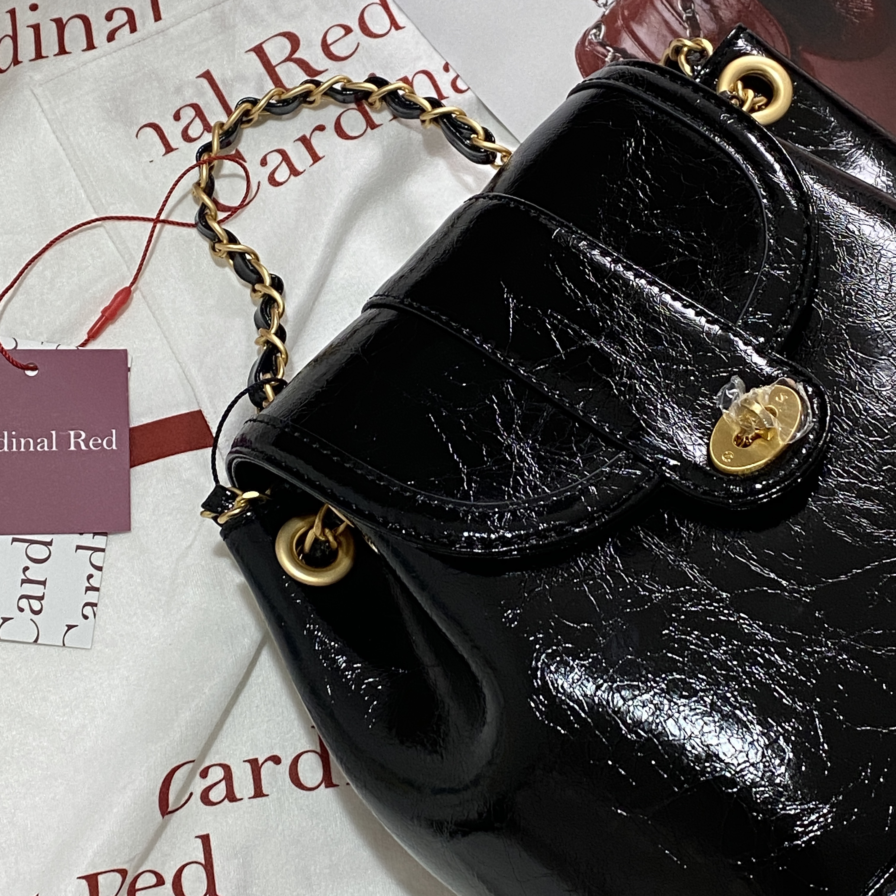 Cardinal Red Hawoo-A Bag Black Gold 착용 스타일