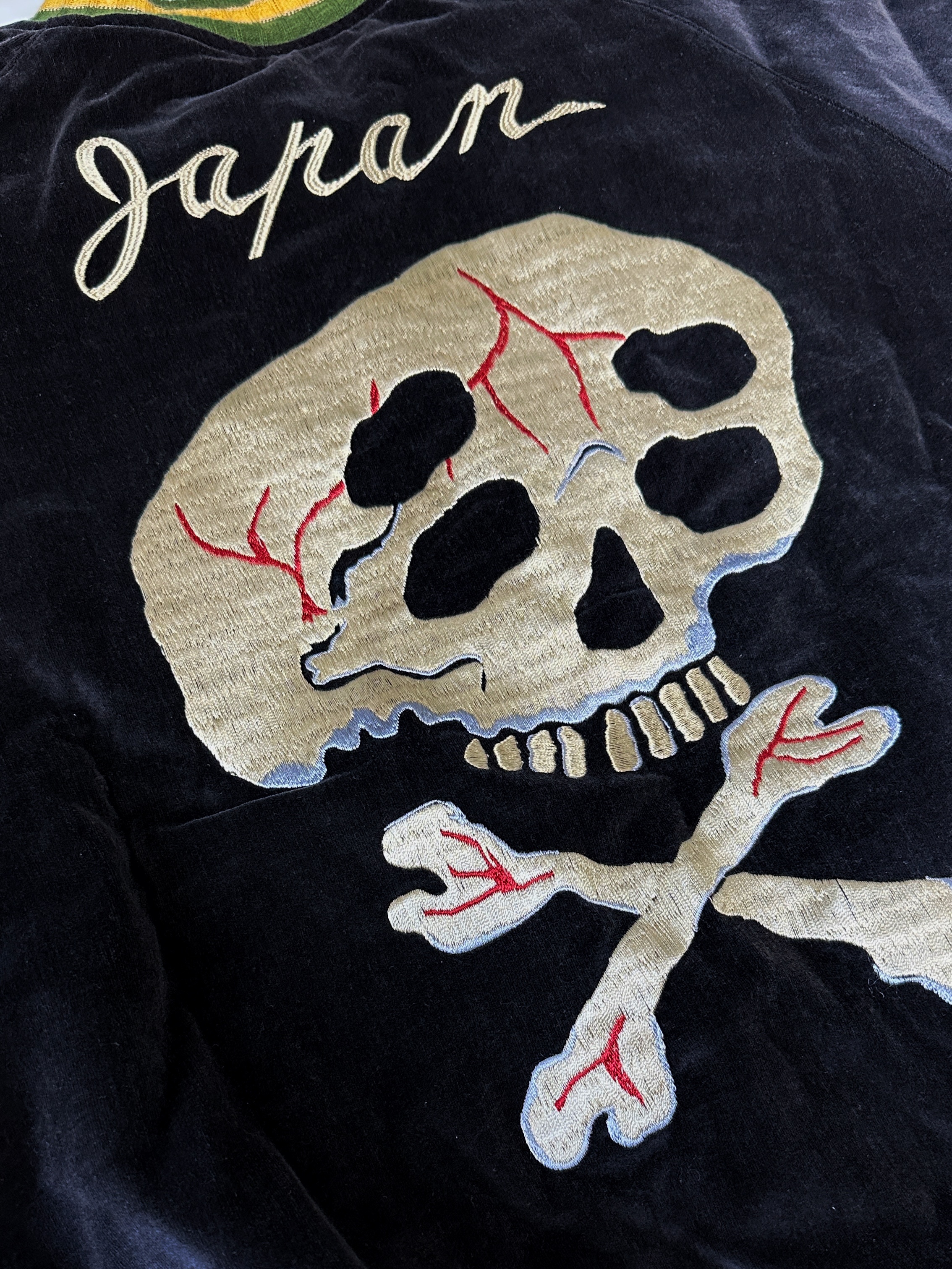 Kapital Velveteen Sulfide Souvenir Rain Skull Jacket Black 착용 스타일 - 2