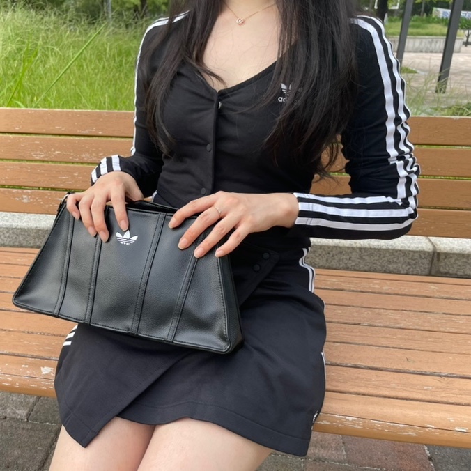 Adidas Mini Airliner Bag Black, (W) Adidas Adicolor Classic 3S Short Wrapping Skirt Black - KR Sizing 착용 스타일