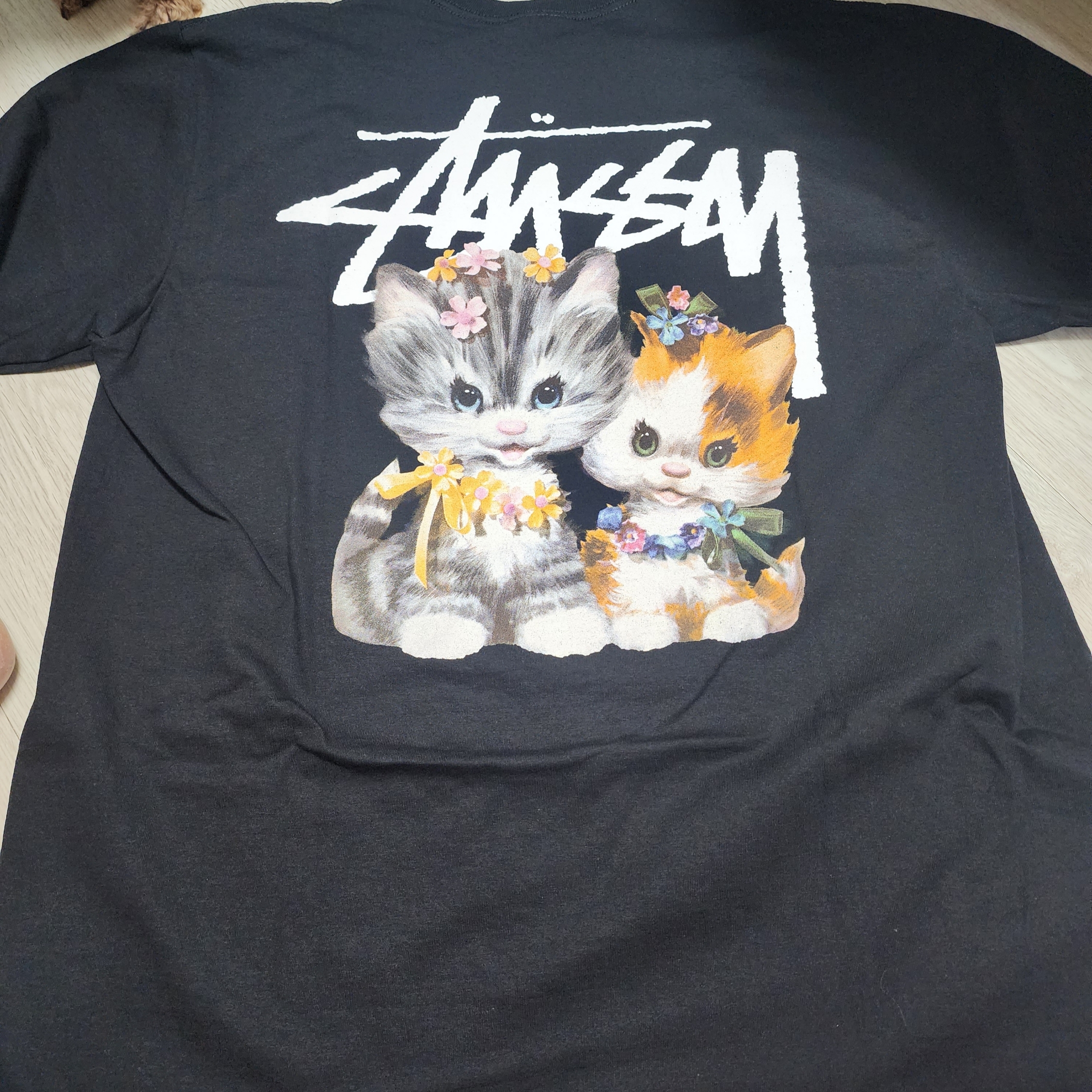 Stussy Kittens T-Shirt Black 착용 스타일 - 3