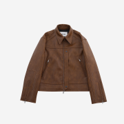 [KREAM 단독] Haleine Patched 3D Faux Leather Racing Jacket Brown
