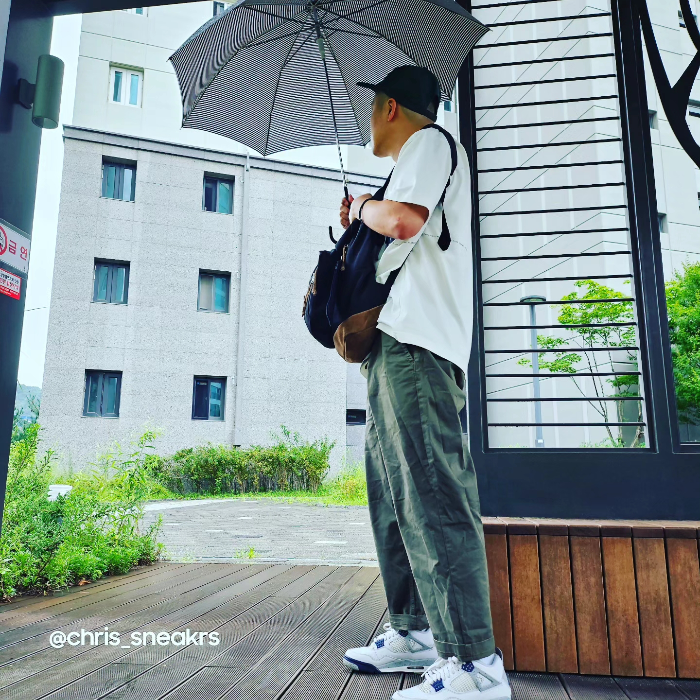 Human Made 5-Panel Twill Cap #1 Green, Jordan 4 Retro Midnight Navy 착용 스타일 - 2