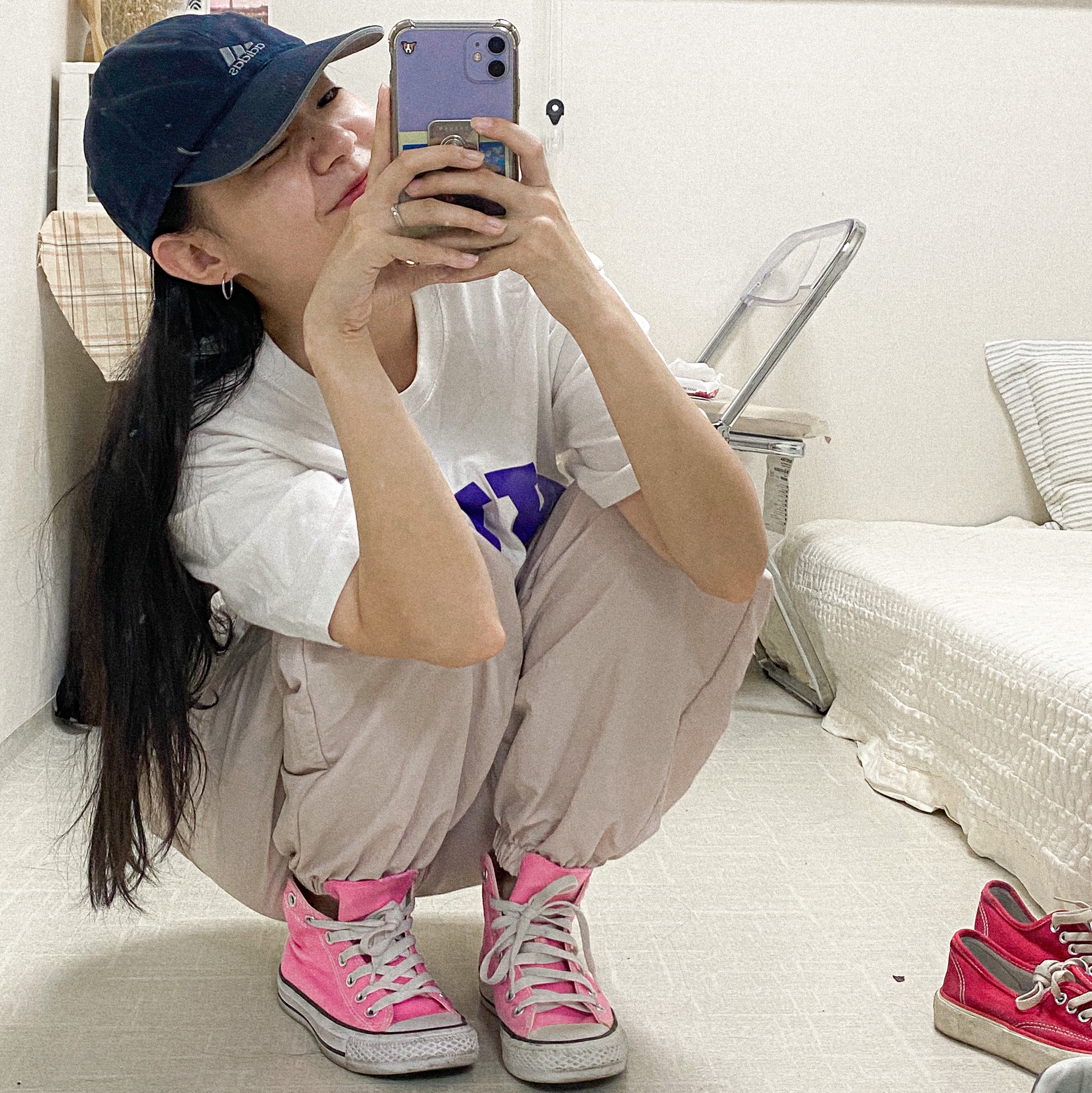 Converse Canvas All Star J Hi Pink 착용 스타일 - 4