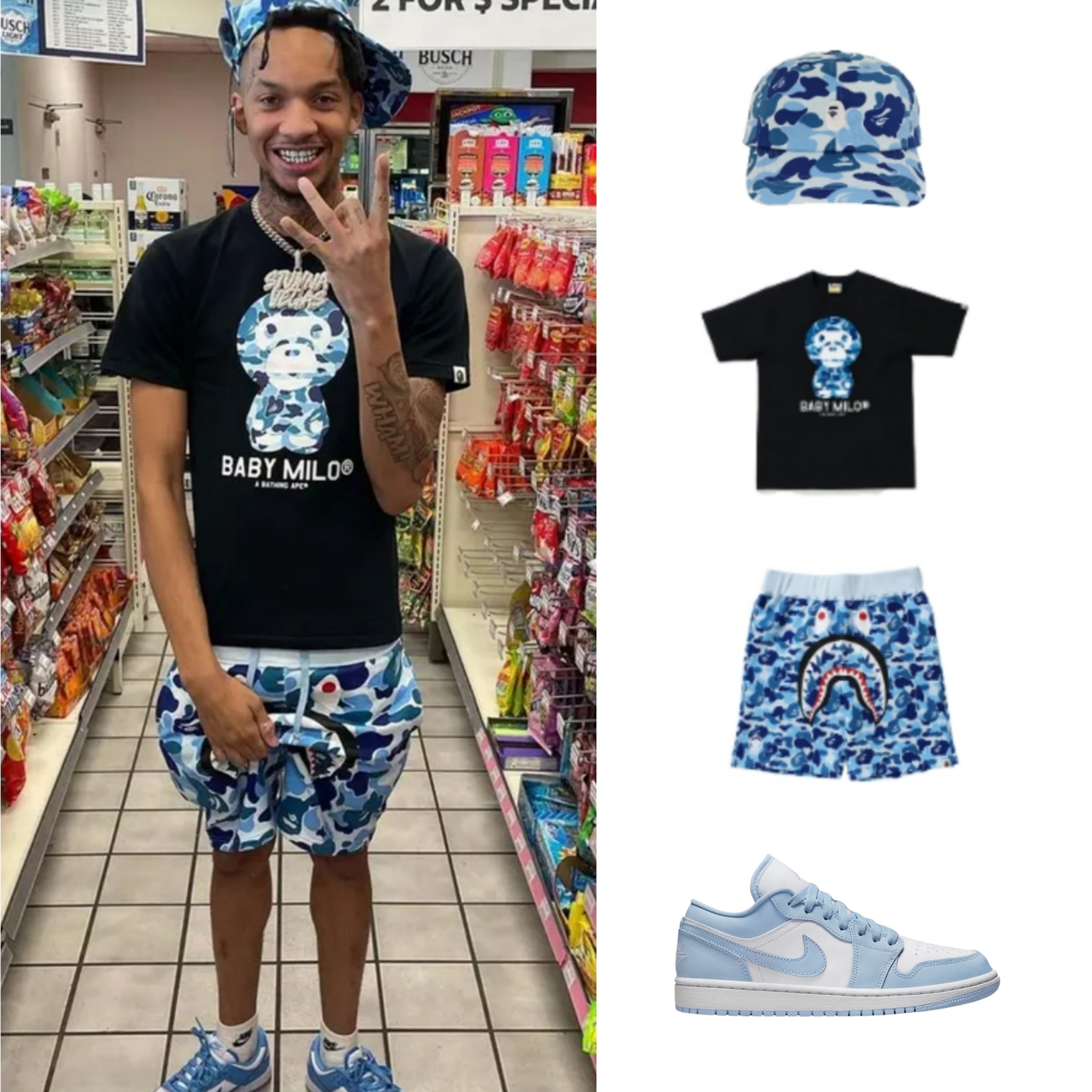 (W) Jordan 1 Low White Ice Blue 착용 스타일