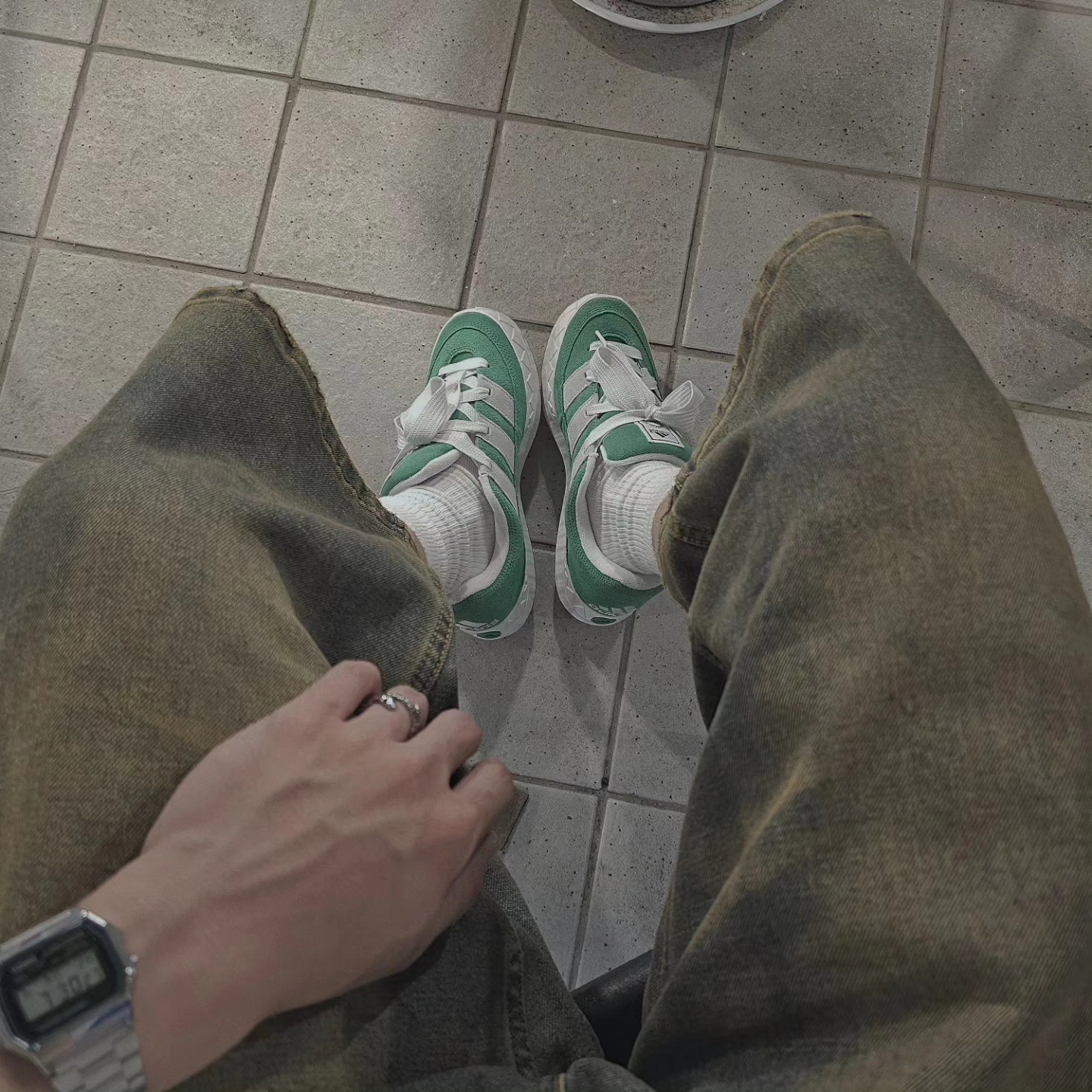 Adidas Adimatic Green 착용 스타일 - 4
