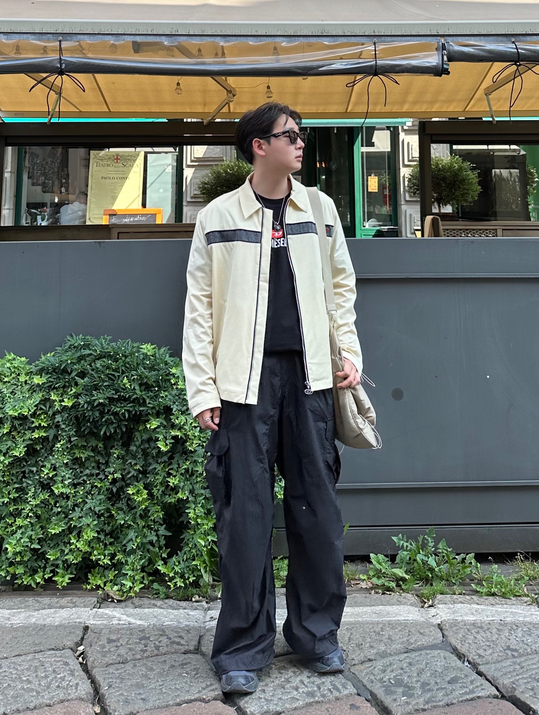 Diesel J-Tommy Jacket Black, Asics UB2-S Gel-1130 Asphalt Pure Silver 착용 스타일 - 2