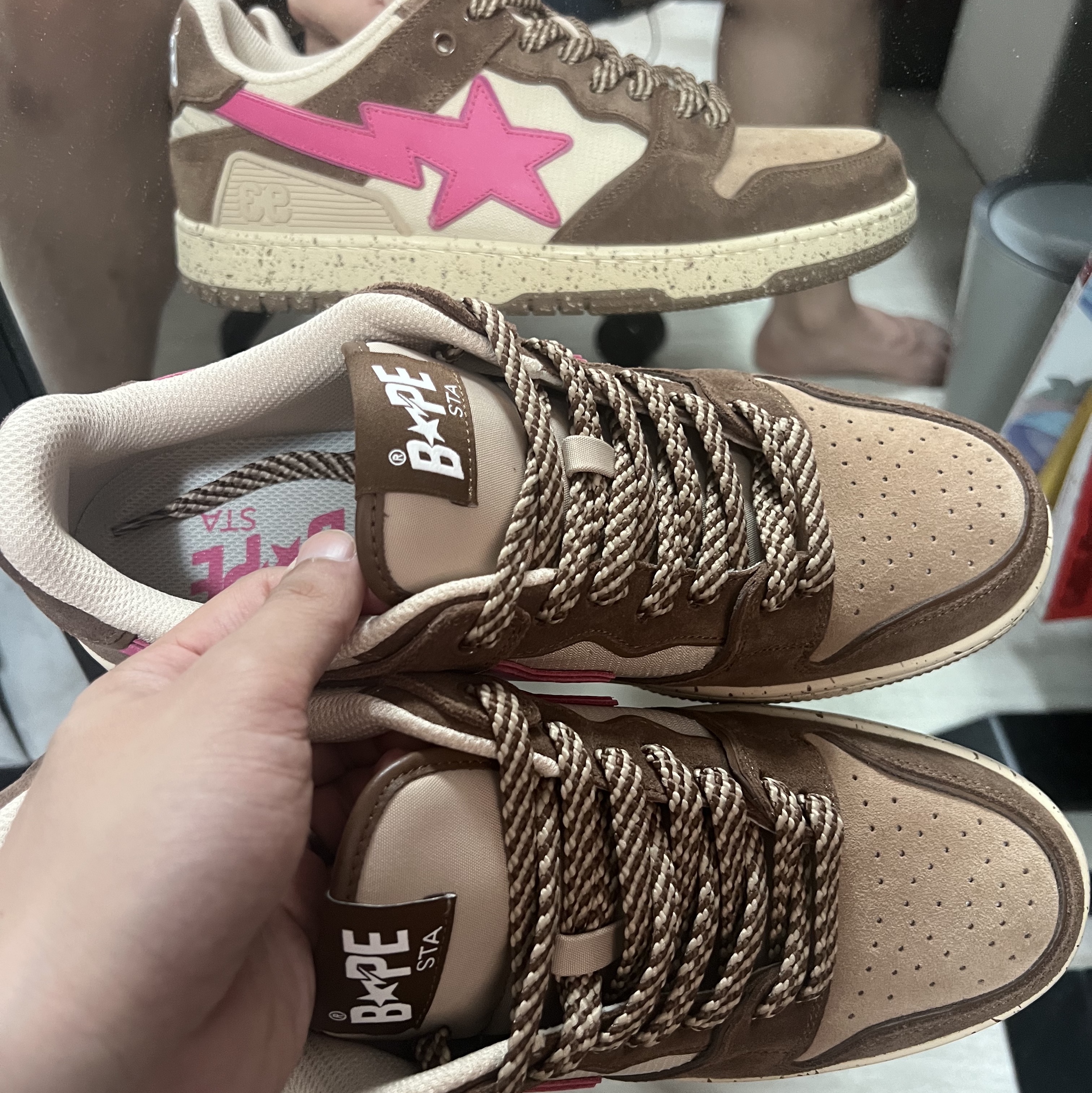BAPE Bape SK8 Sta Low #6 Brown Pink 착용 스타일