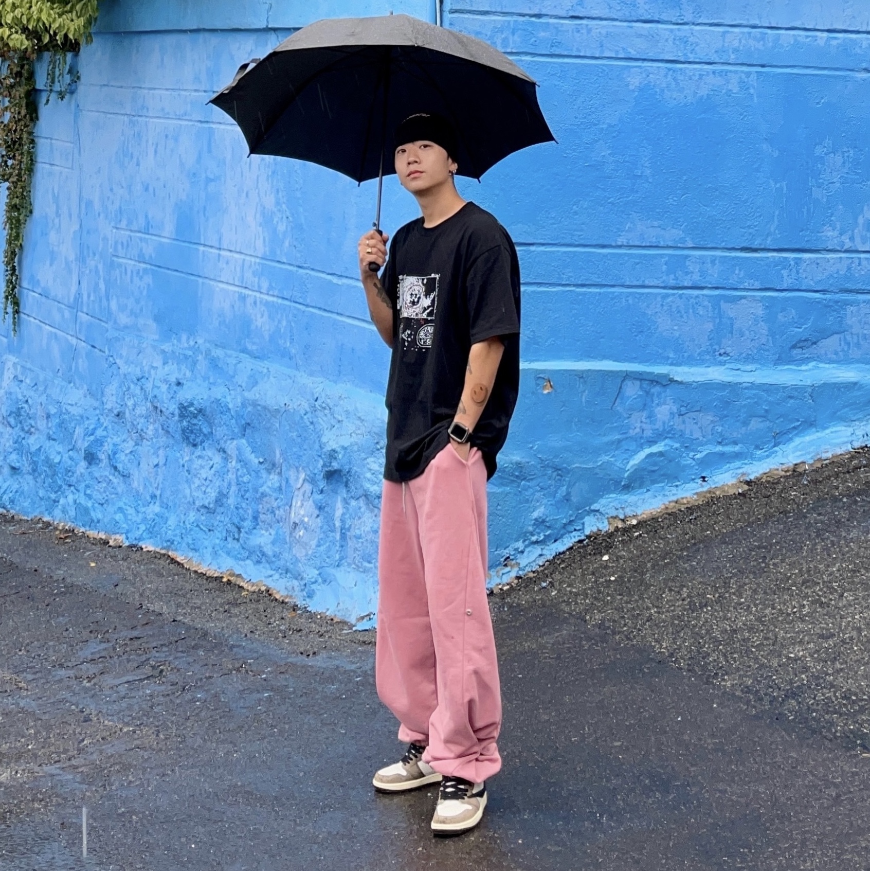 Jordan 1 x Travis Scott Retro High OG SP Mocha, Supreme Script Logo Beanie Black - 21FW 착용 스타일
