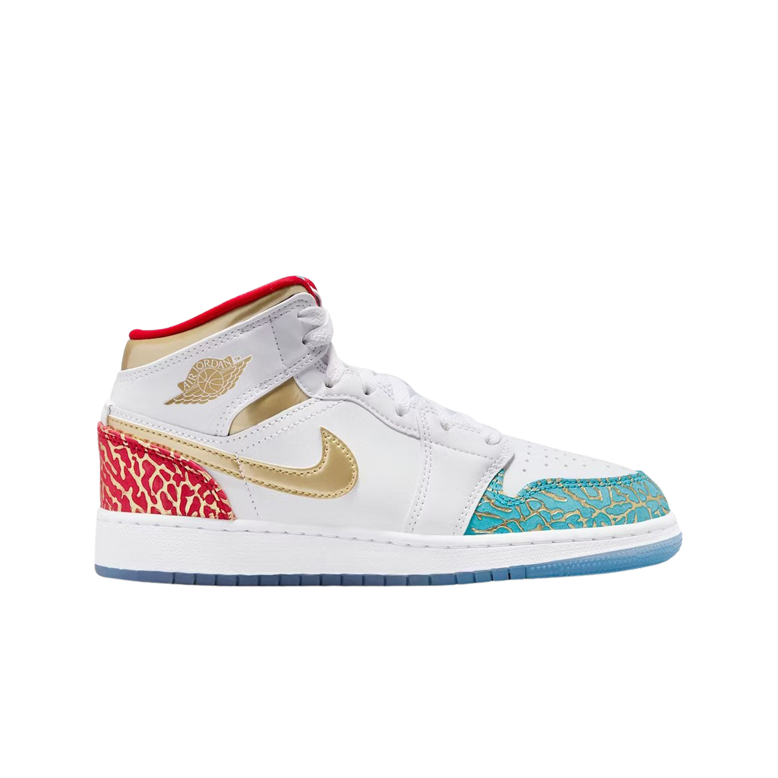 (GS) 조던 1 미드 스니커 스쿨 화이트 메탈릭 골드((GS) Jordan 1 Mid Sneaker School White Metallic Gold) - 1