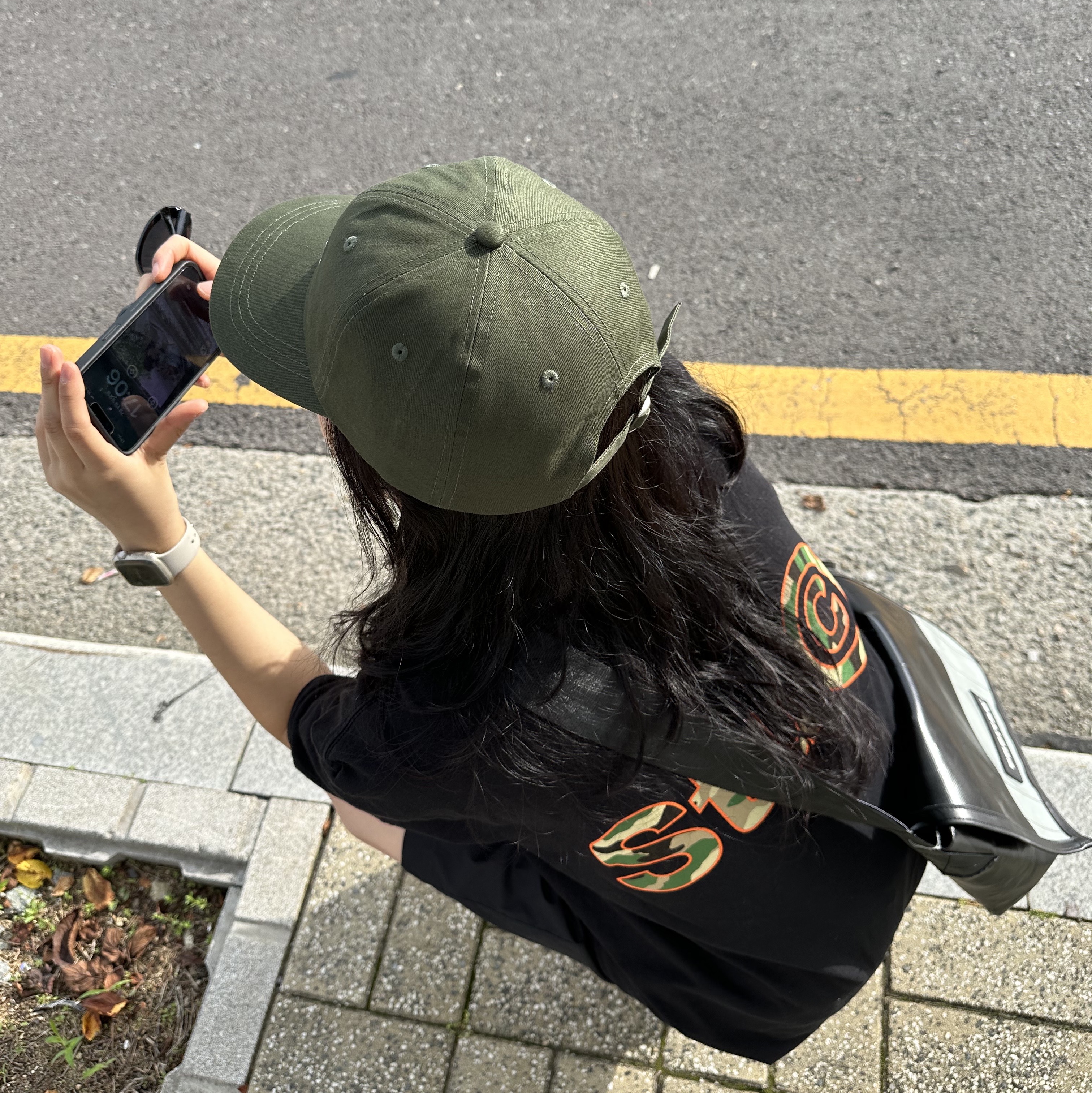 Stussy Stu C. Camo T-Shirt Black 착용 스타일 - 1