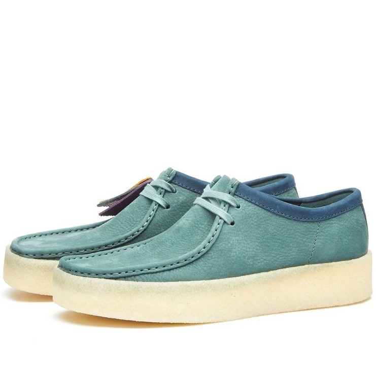Clarks Wallabee Cup Low Teal Nubuck 착용 스타일 - 2