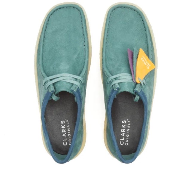 Clarks Wallabee Cup Low Teal Nubuck 착용 스타일 - 3