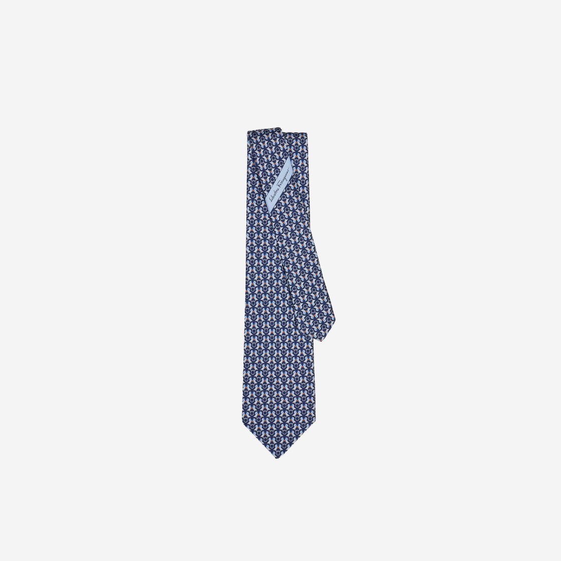 Ferragamo Hoopoe Print Silk Tie Navy Blue 상세 이미지 1