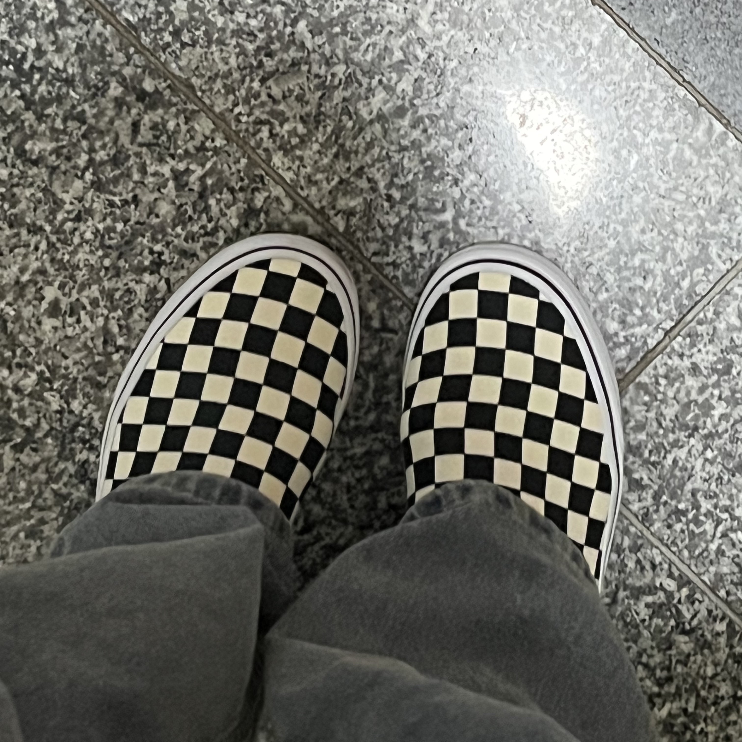 Vans Slip-On Checkerboard 착용 스타일