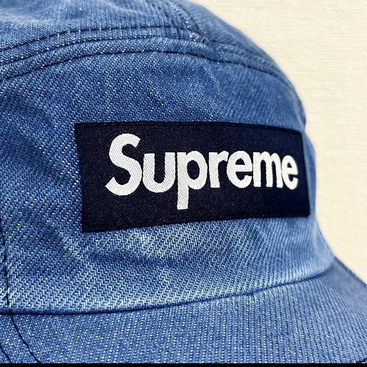Supreme Washed Chino Twill Camp Cap Denim - 23FW 착용 스타일