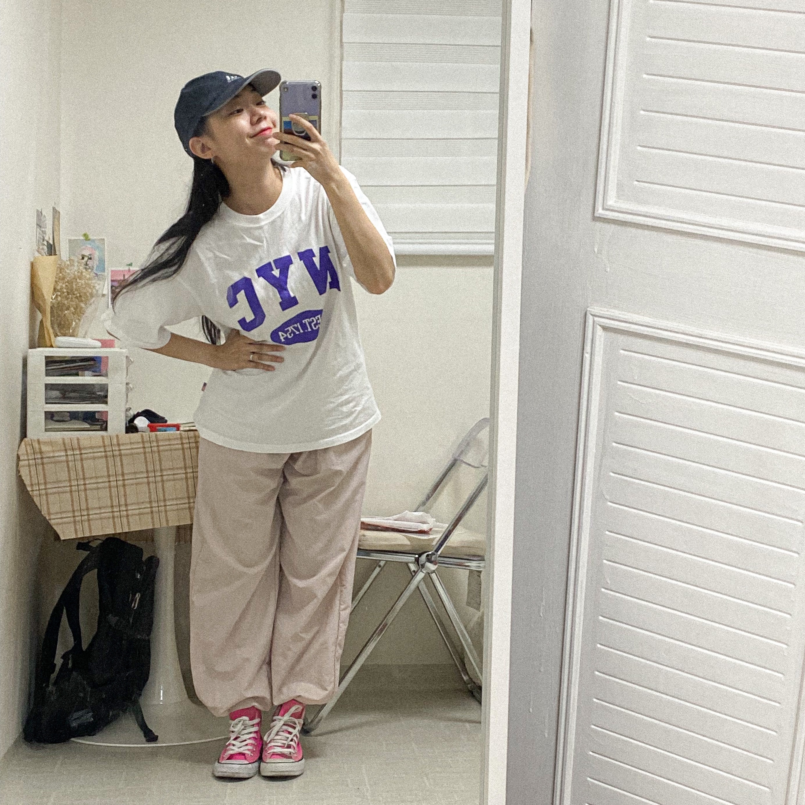 Converse Canvas All Star J Hi Pink 착용 스타일 - 3