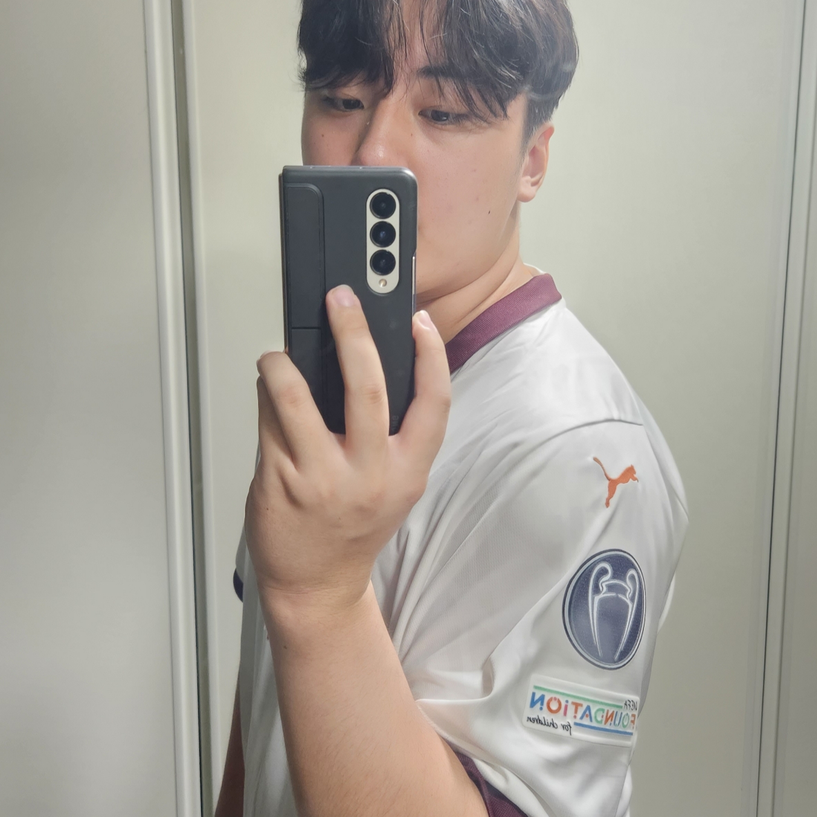 Puma Manchester City 2023/24 Away Jersey White Aubergine (Non Marking Ver.) 착용 스타일 - 2