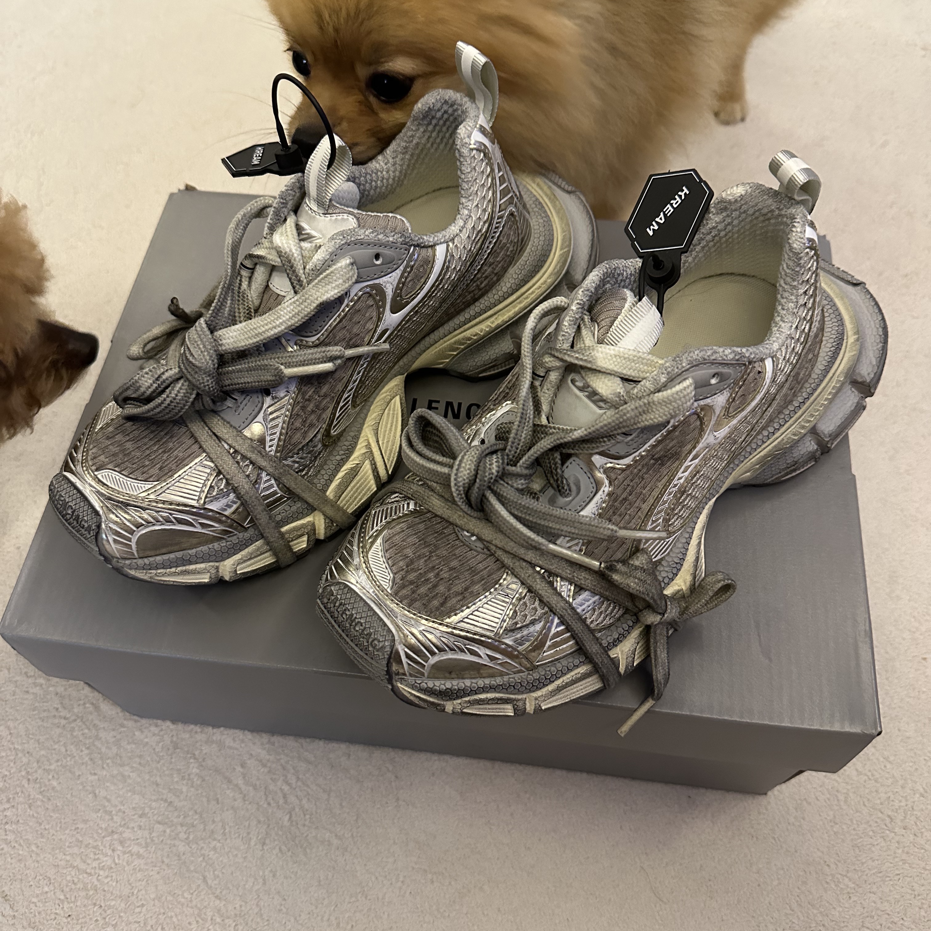 (W) Balenciaga 3XL Sneakers Light Beige 착용 스타일