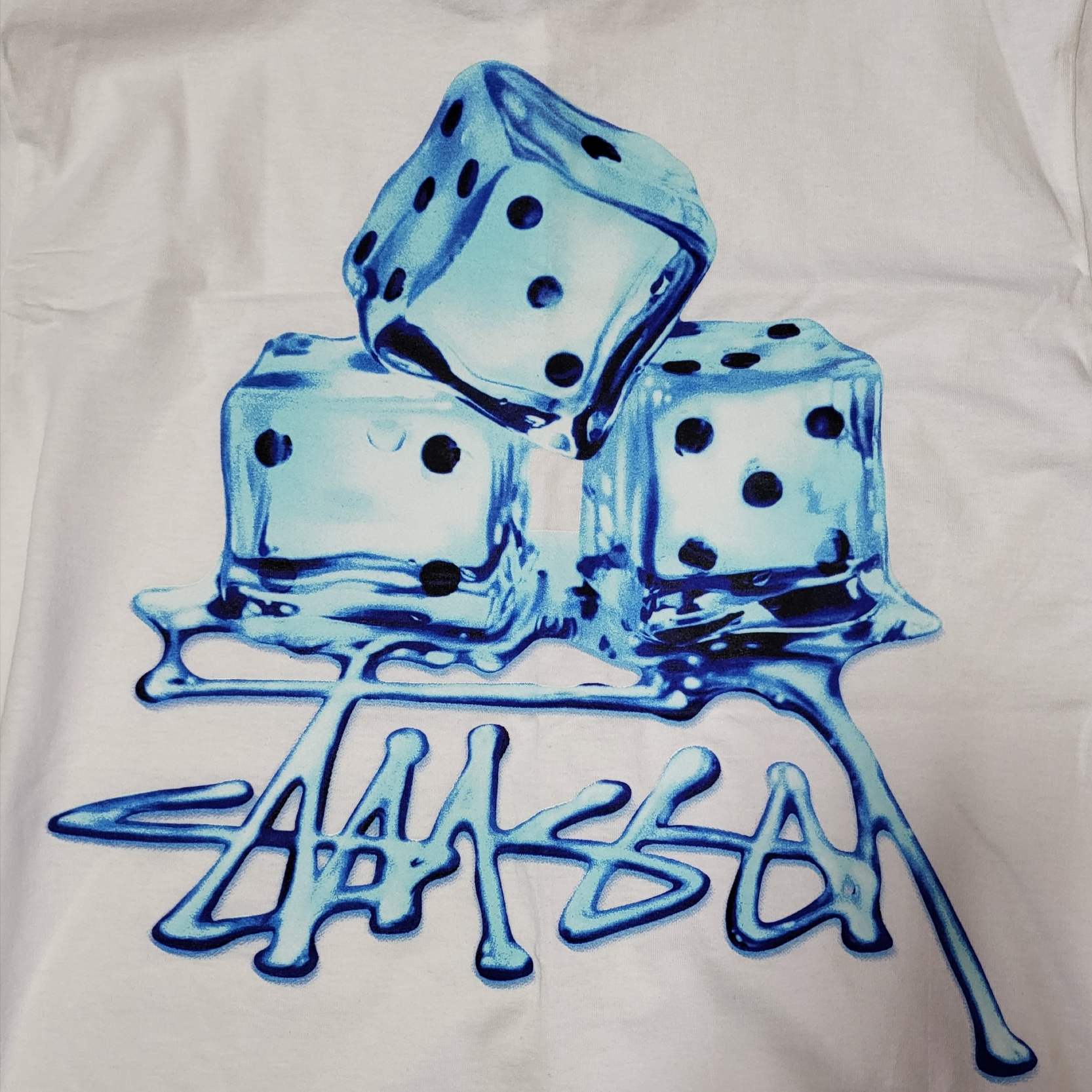 Stussy Melted T-Shirt White 착용 스타일 - 2