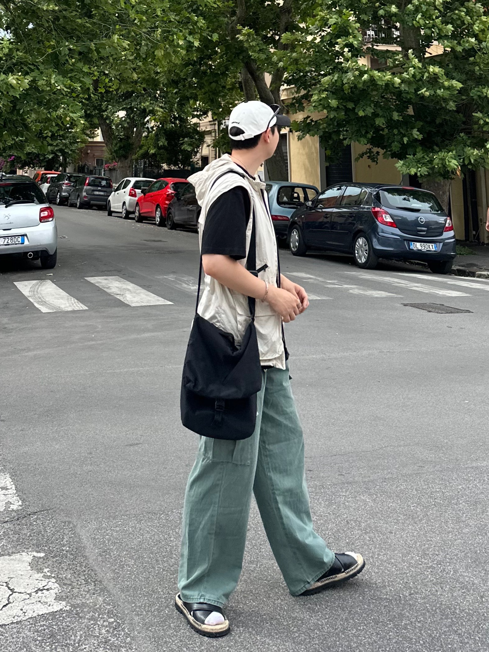Nike x Stussy WT T-Shirt Black - Asia, Found Pocket Dim Cross Bag Black 착용 스타일 - 4