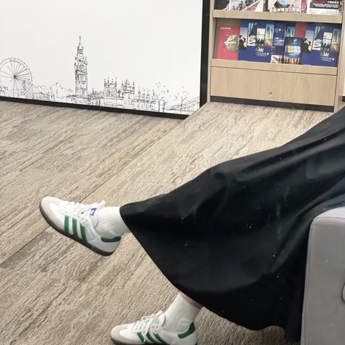 Adidas Samba OG White Green 착용 스타일