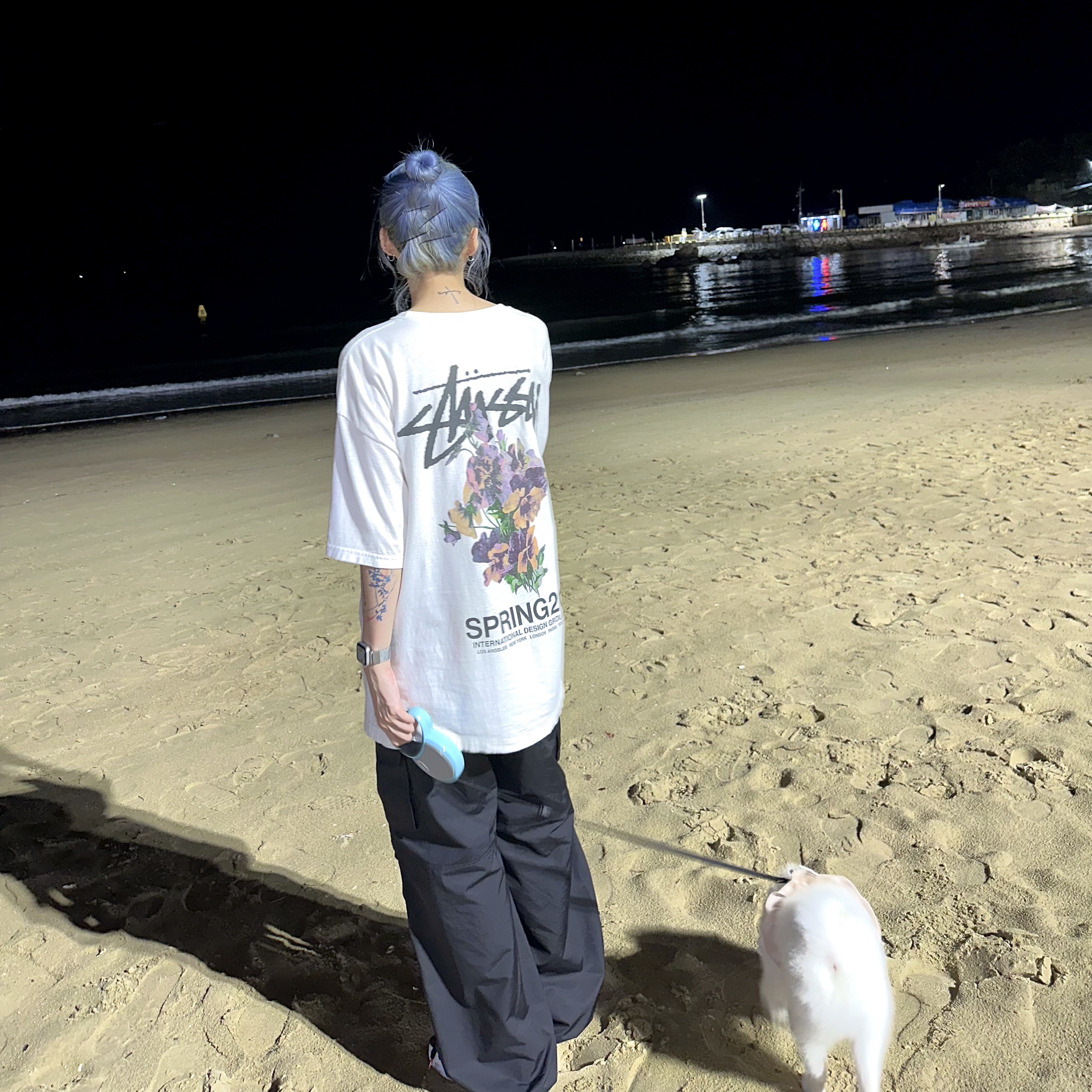 Nike x Peaceminusone Air Force 1 Low Para-Noise 2.0, Stussy Bouquet T-Shirt White 착용 스타일 - 2