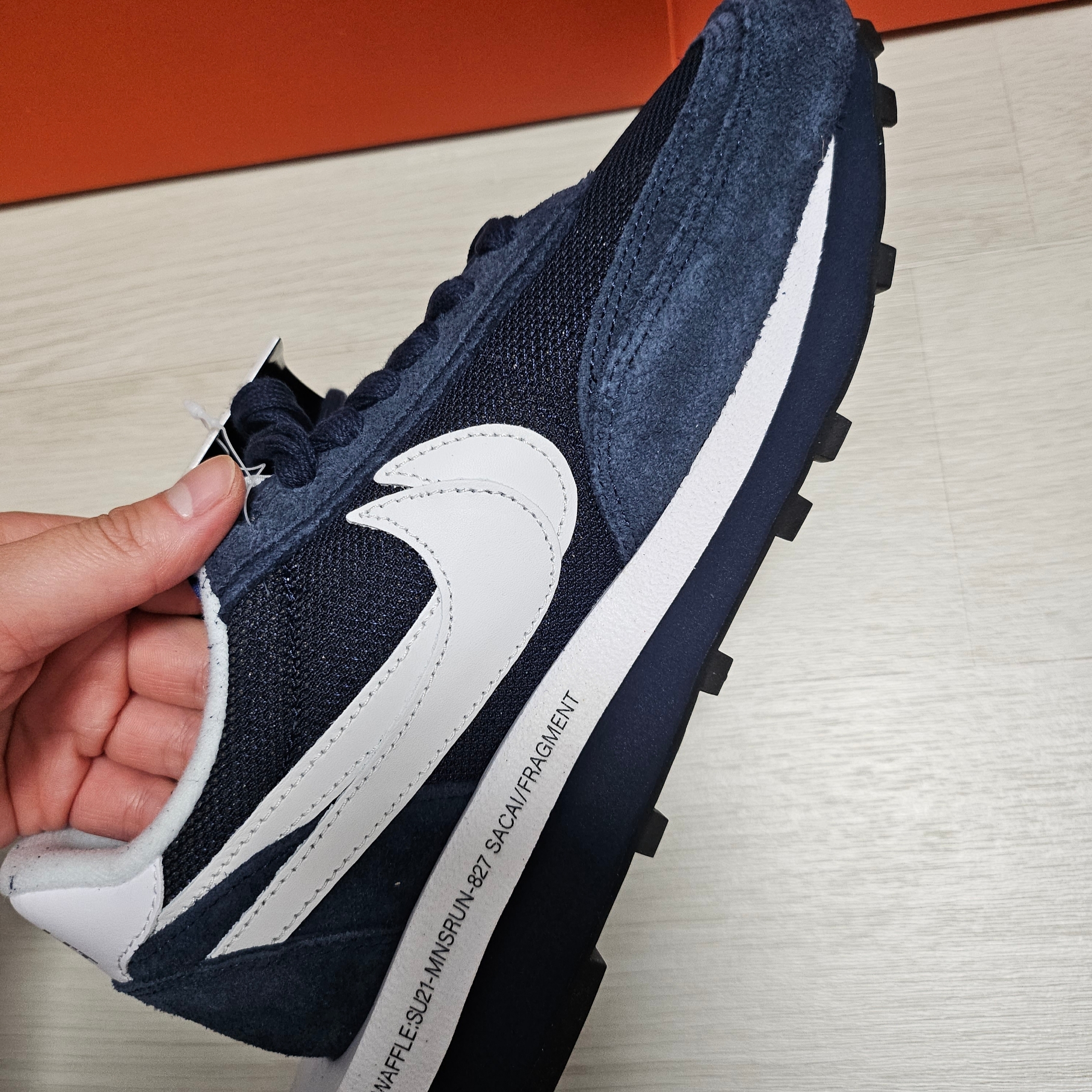 Nike x Sacai x Fragment LDWaffle Blackened Blue 착용 스타일 - 2
