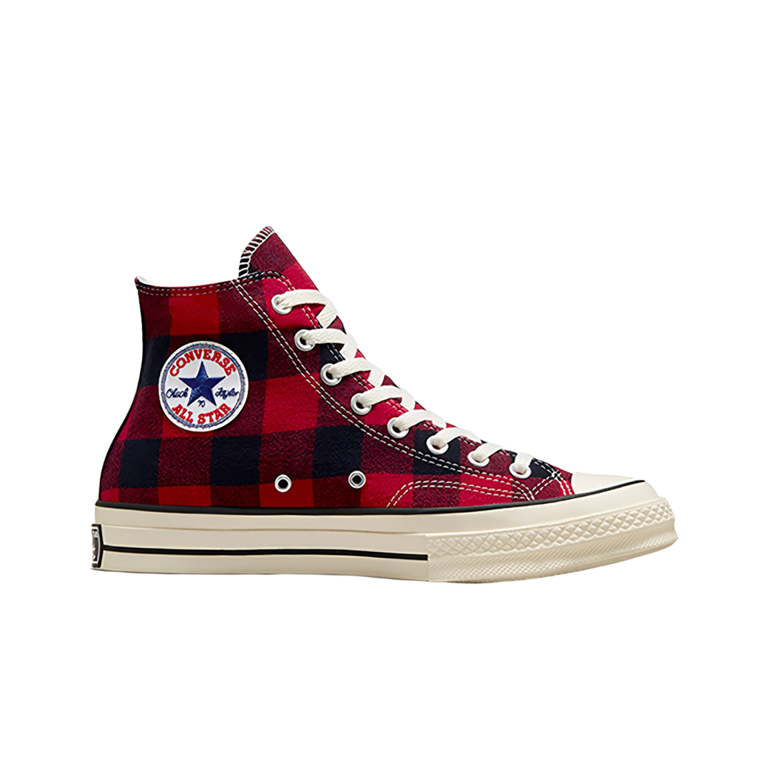컨버스 업사이클 플란넬 척 70 하이 레드 블랙(Converse Upcycled Flannel Chuck 70 Hi Red Black) - 1