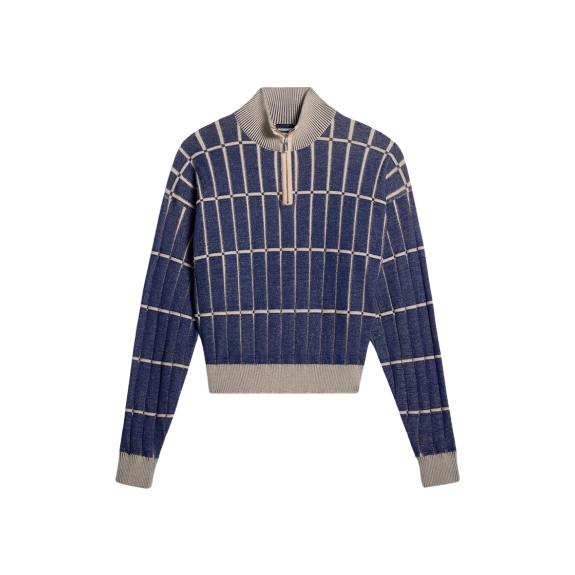 Jacquemus Le Pull Malha Checkered Knit Polo Multi Blue 상세 이미지 1