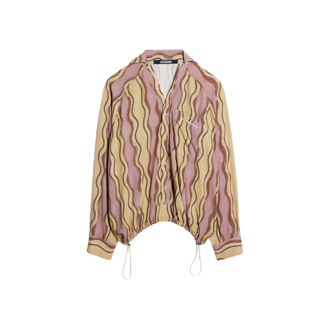 Jacquemus Le Haut Pingo Tilted Shirt Print Brown Waves Stripe 상세 이미지 1