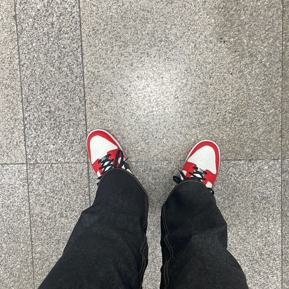 Nike x NBA Dunk Low Retro EMB Black and Chile Red 착용 스타일 - 1