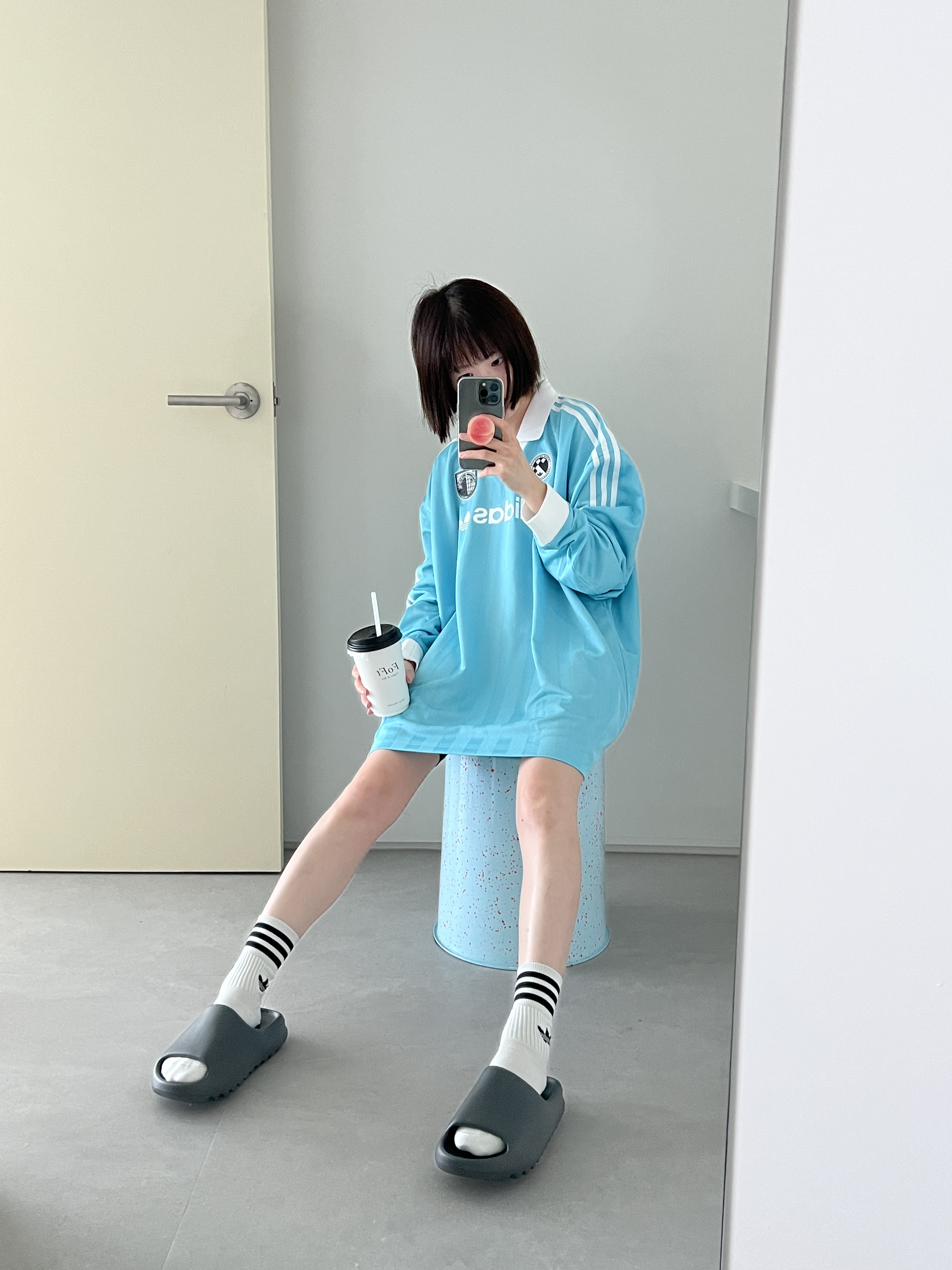 (W) Adidas Football Long Sleeve T-Shirt Light Aqua - KR Sizing, (W) Adidas Football Long Sleeve T-Shirt Light Aqua - US Sizing 착용 스타일 - 2