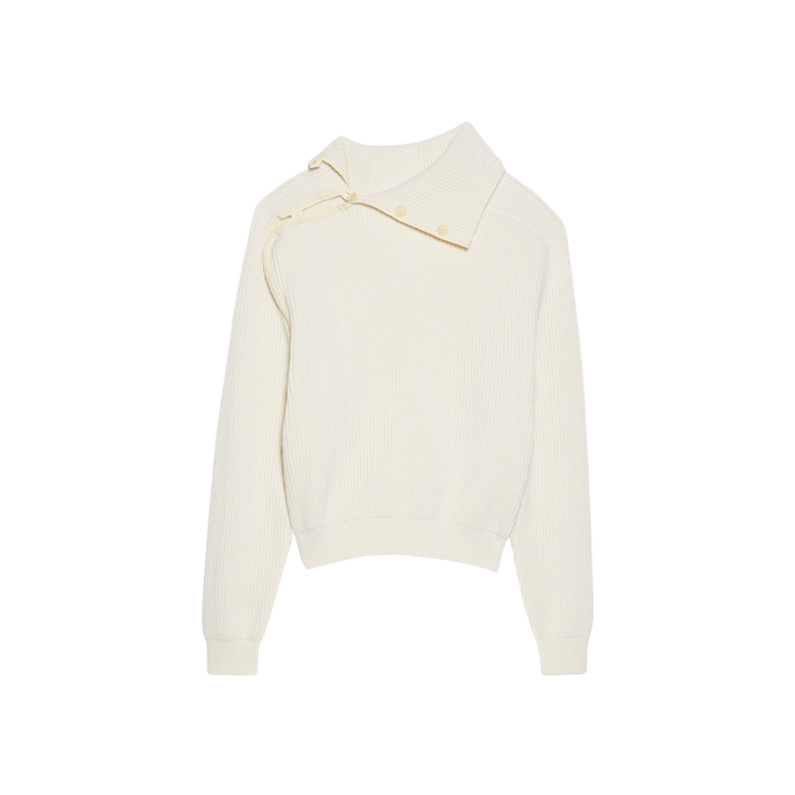 Jacquemus La Maille Vega Asymmetric Mock-Neck Sweater Off White 상세 이미지 1