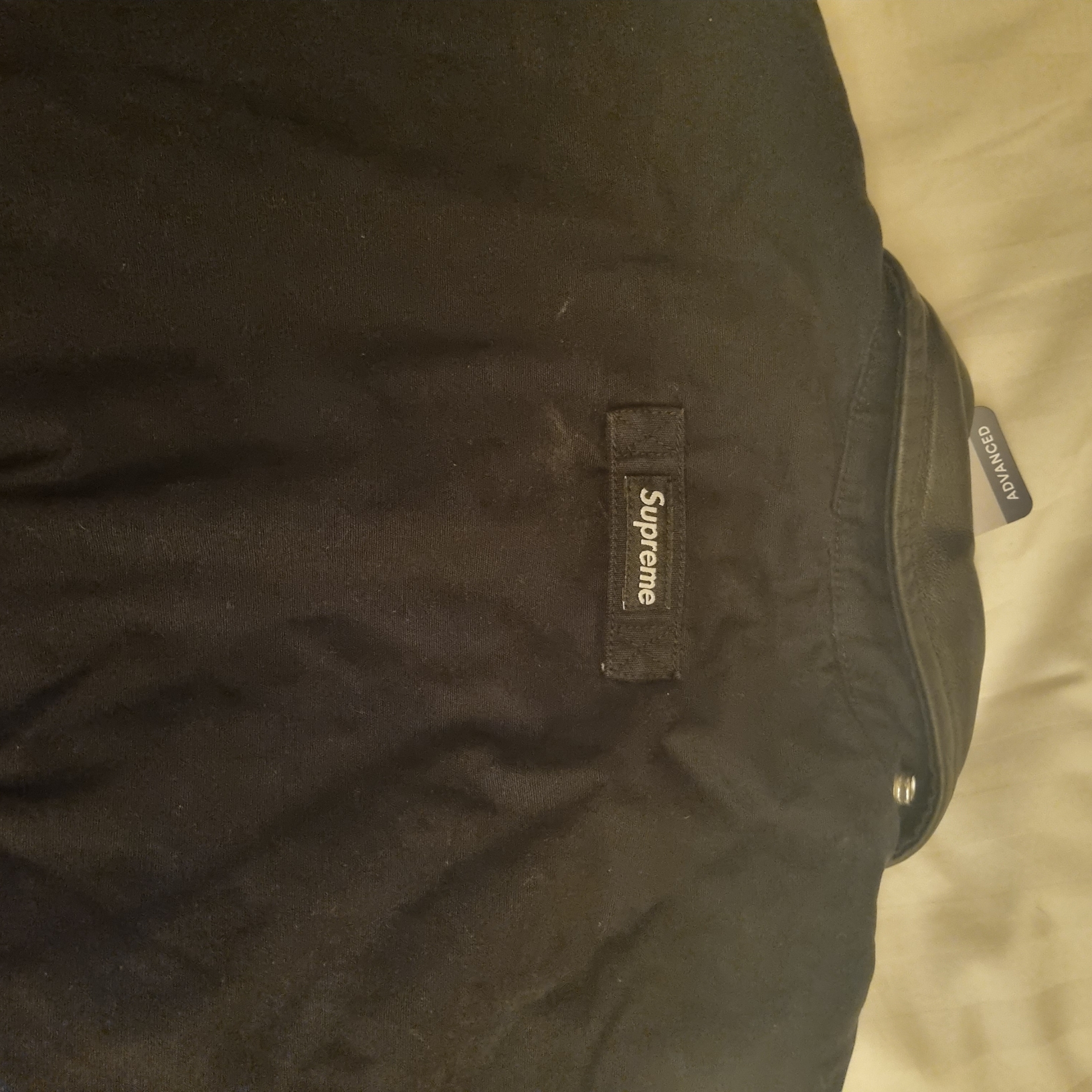 Supreme Leather Collar Utility Jacket Black - 23FW 착용 스타일 - 3