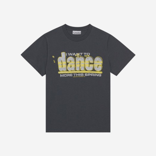 (W) 가니 릴렉스드 댄스 프린티드 티셔츠 블랙