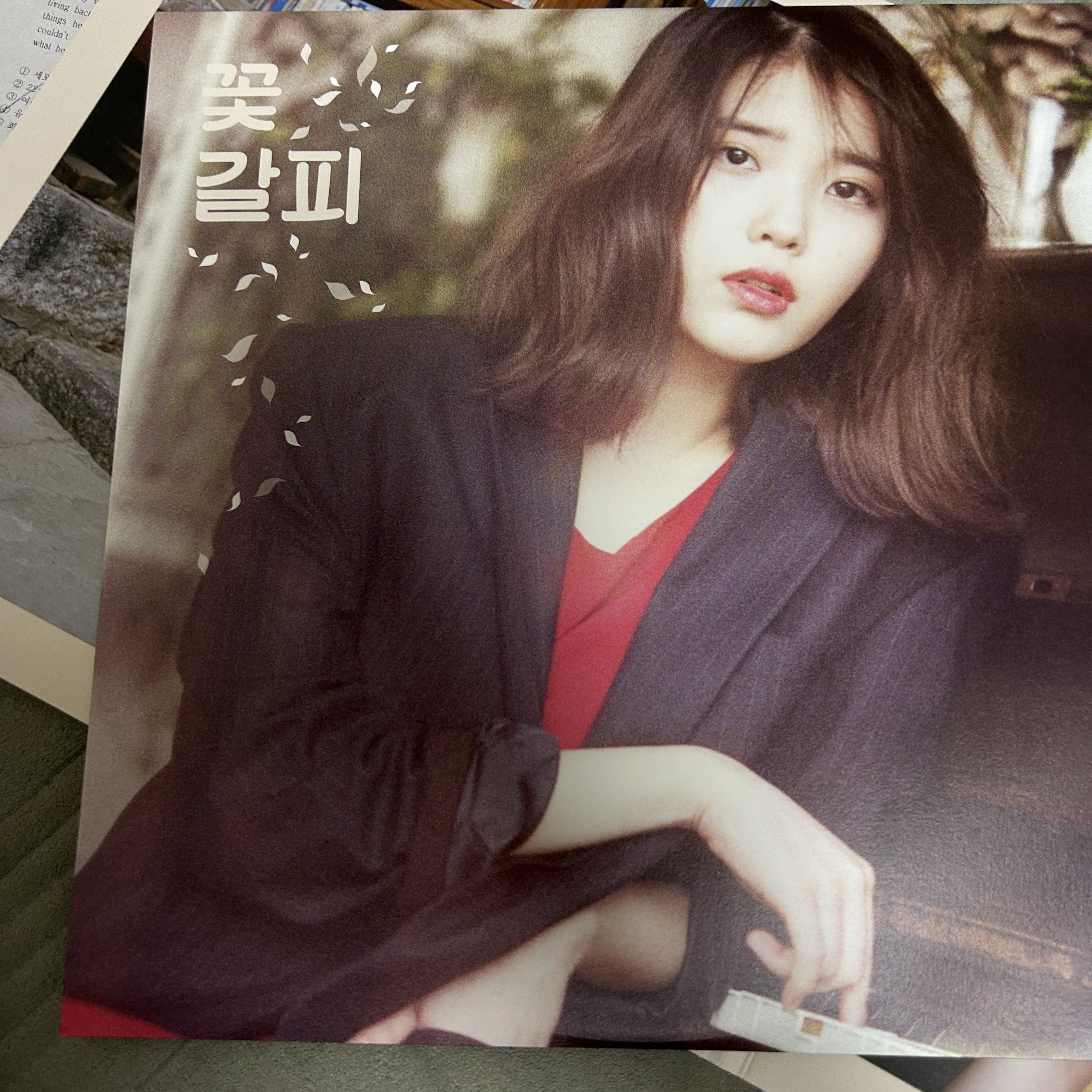 IU Remake Album A Flower Bookmark (Edam Ver.) LP 착용 스타일 - 1