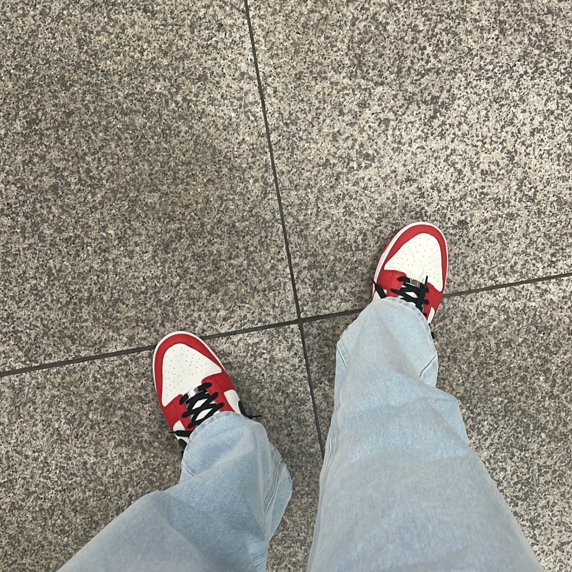 Nike x NBA Dunk Low Retro EMB Black and Chile Red 착용 스타일 - 2